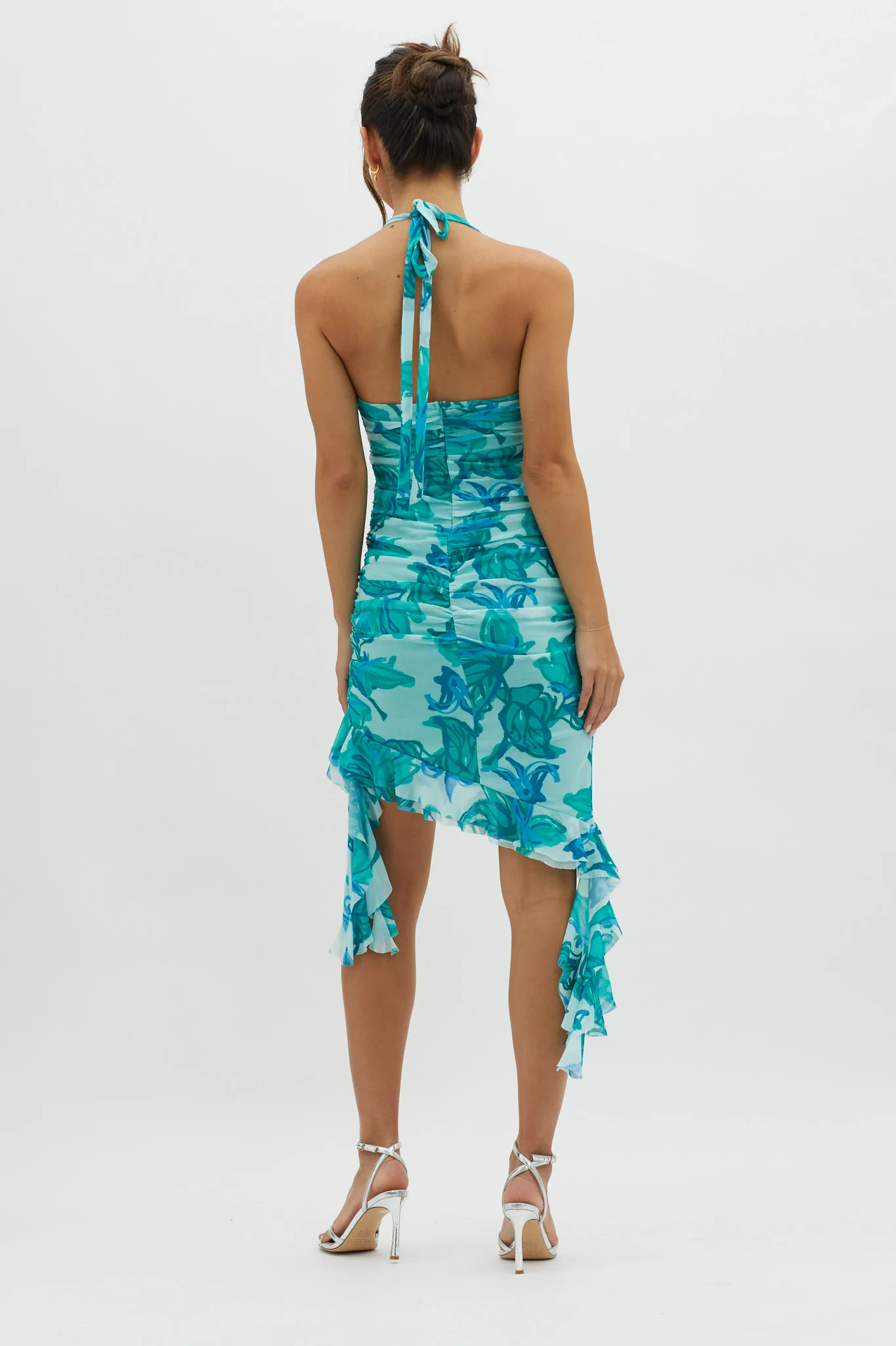 Get It Started Halterneck Ruffle Mini Dress Green - Sonourner