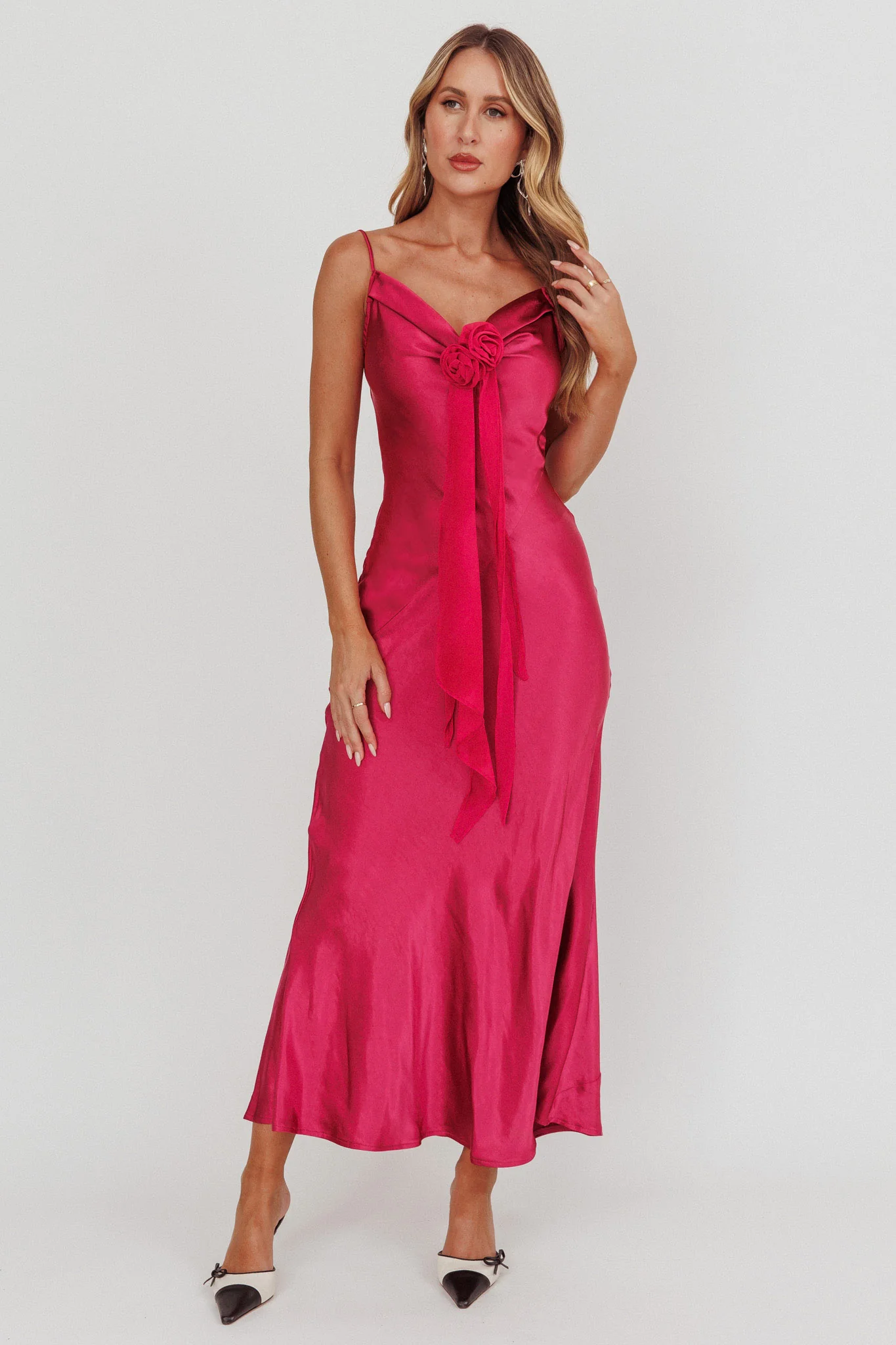 Afterglow Backless Cowl Neck Maxi Dress Berry - Sonourner