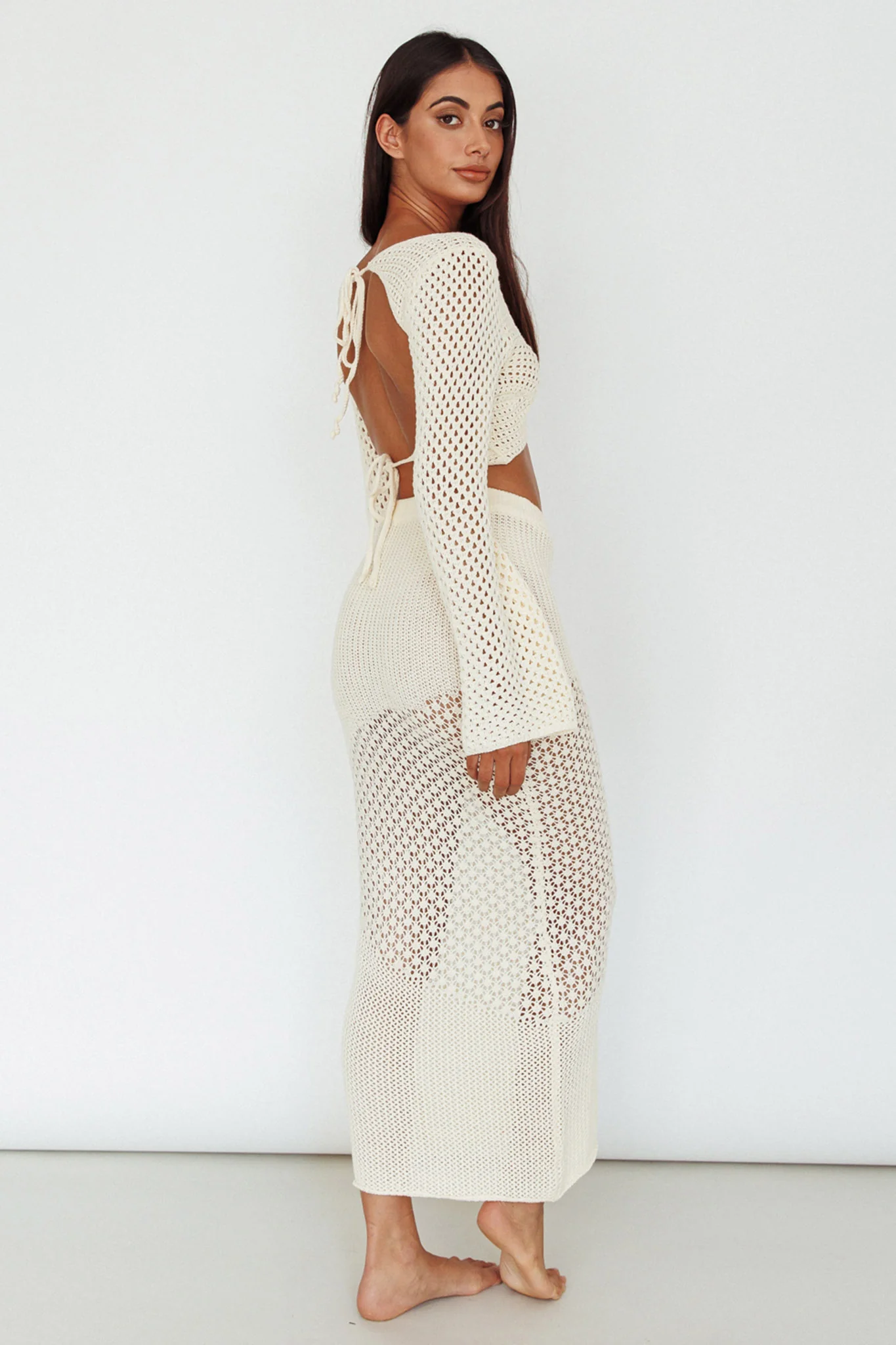 Serenity Sky Crochet Midi Skirt Milk - Sonourner