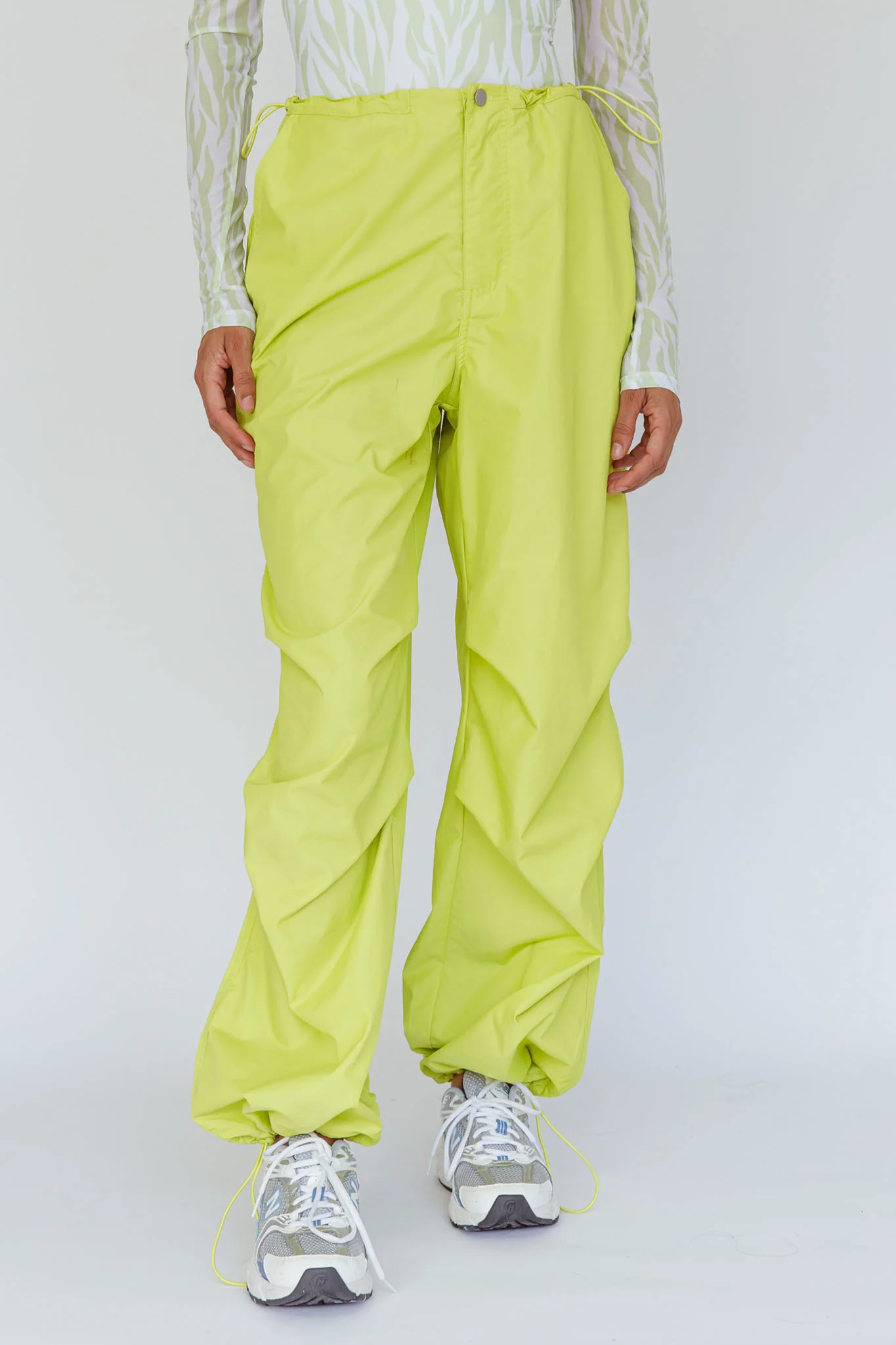 Break Dance Wide Leg Drawstring Pants Lime - Sonourner