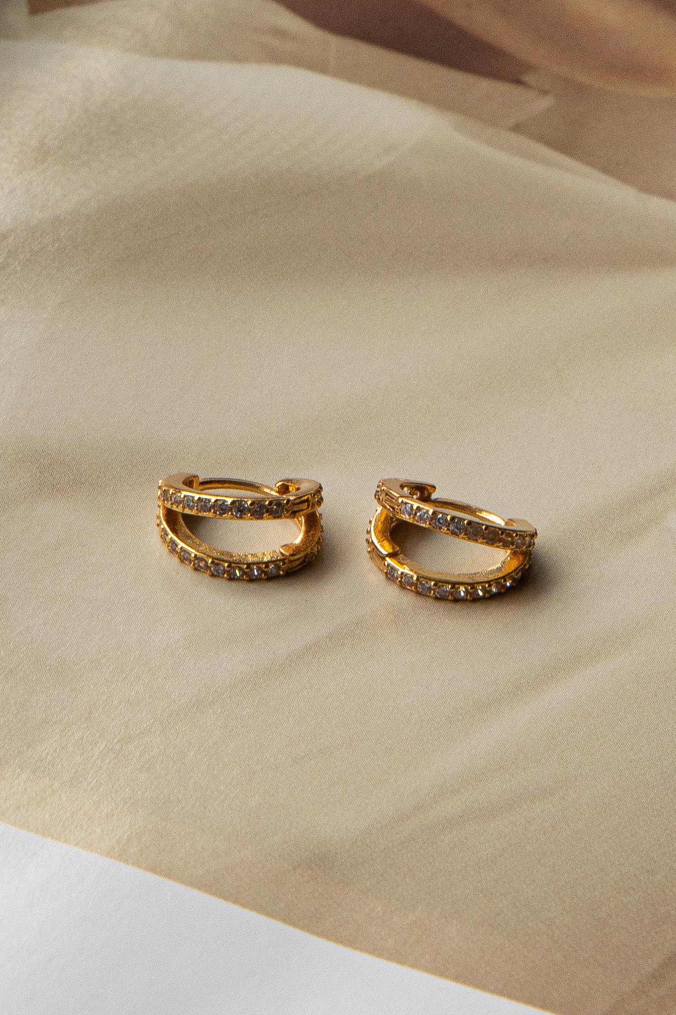 Graduation Diamante Hoop Earrings Gold - Sonourner