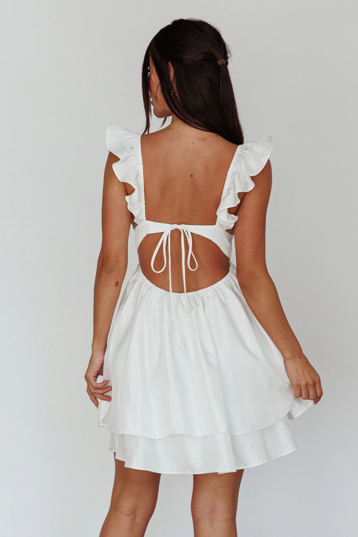 Siren Song Frill Strap Mini Dress White - Sonourner