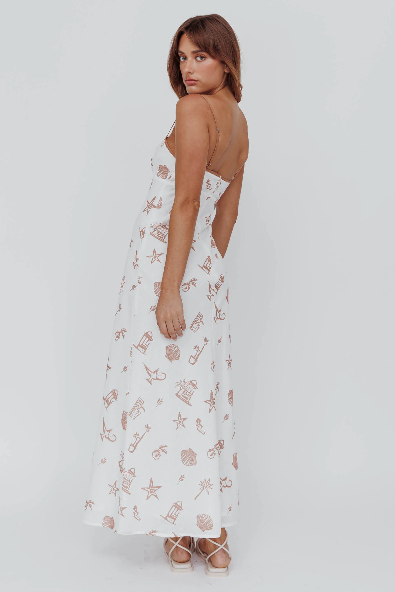 Roll With It Square Neckline Maxi Dress Beige - Sonourner