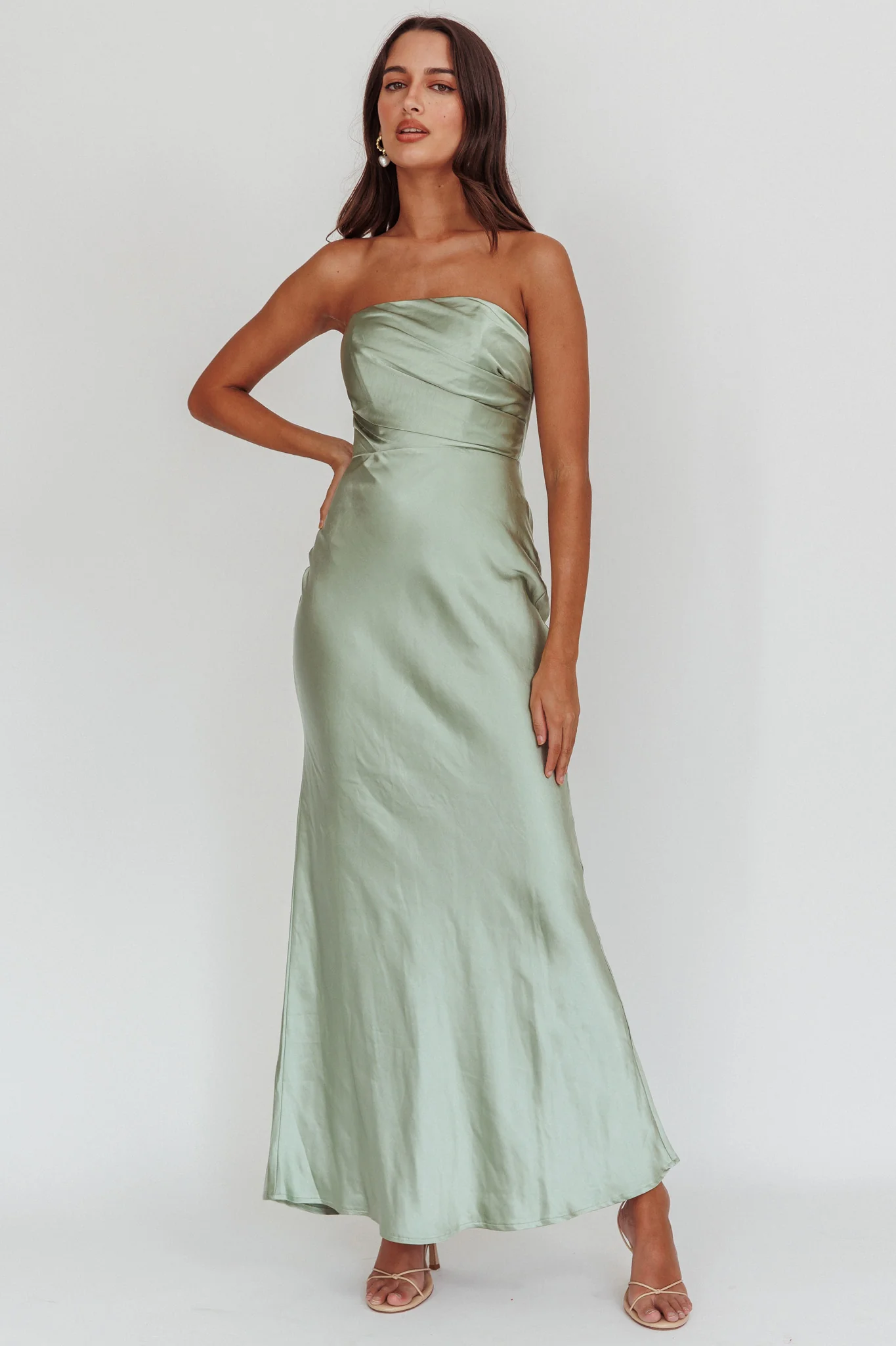 City Of Stars Strapless Maxi Dress Pistachio - Sonourner