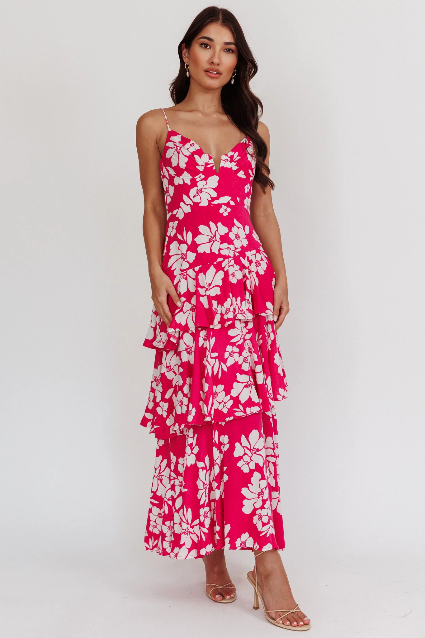 Carlo Tiered Ruffle Maxi Dress Pink - Sonourner