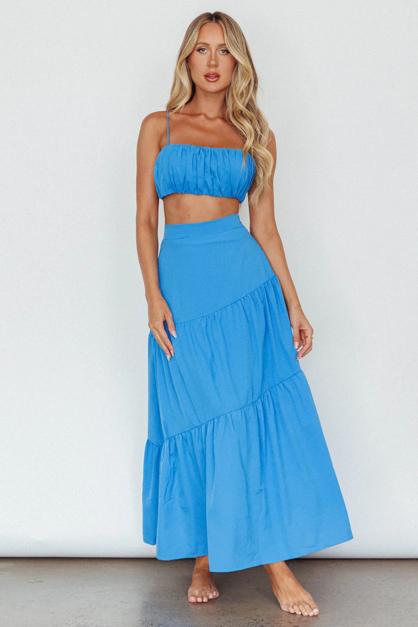 Bondi Waist Tie Maxi Skirt Sapphire - Sonourner