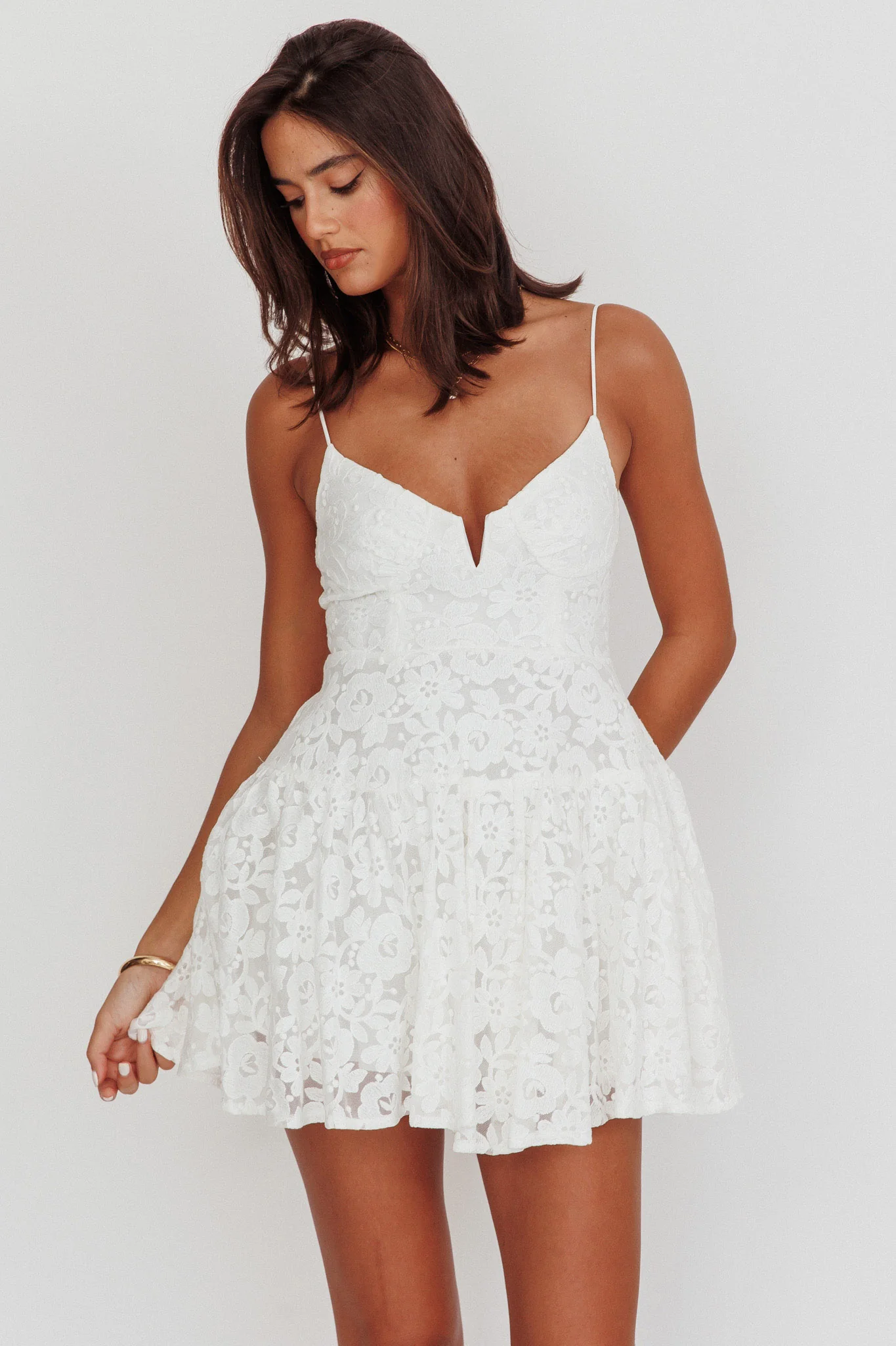 Lake Como Lace Mini Dress White - Sonourner