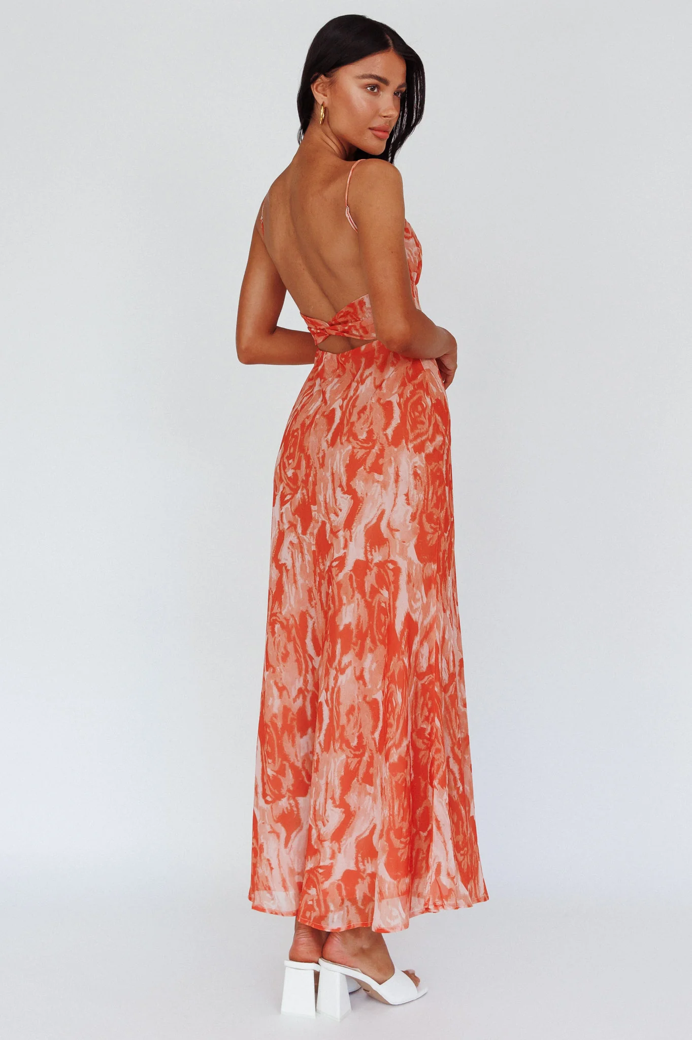 Nerida Twist Back Maxi Dress Swirl Orange - Sonourner