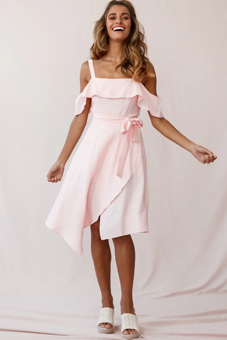 Adali Flowy Summer Midi Dress Pink - Sonourner