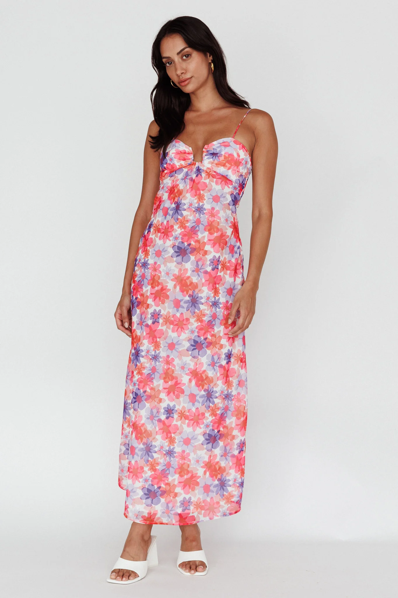 Arika Twist Back Midi Dress Floral Red - Sonourner