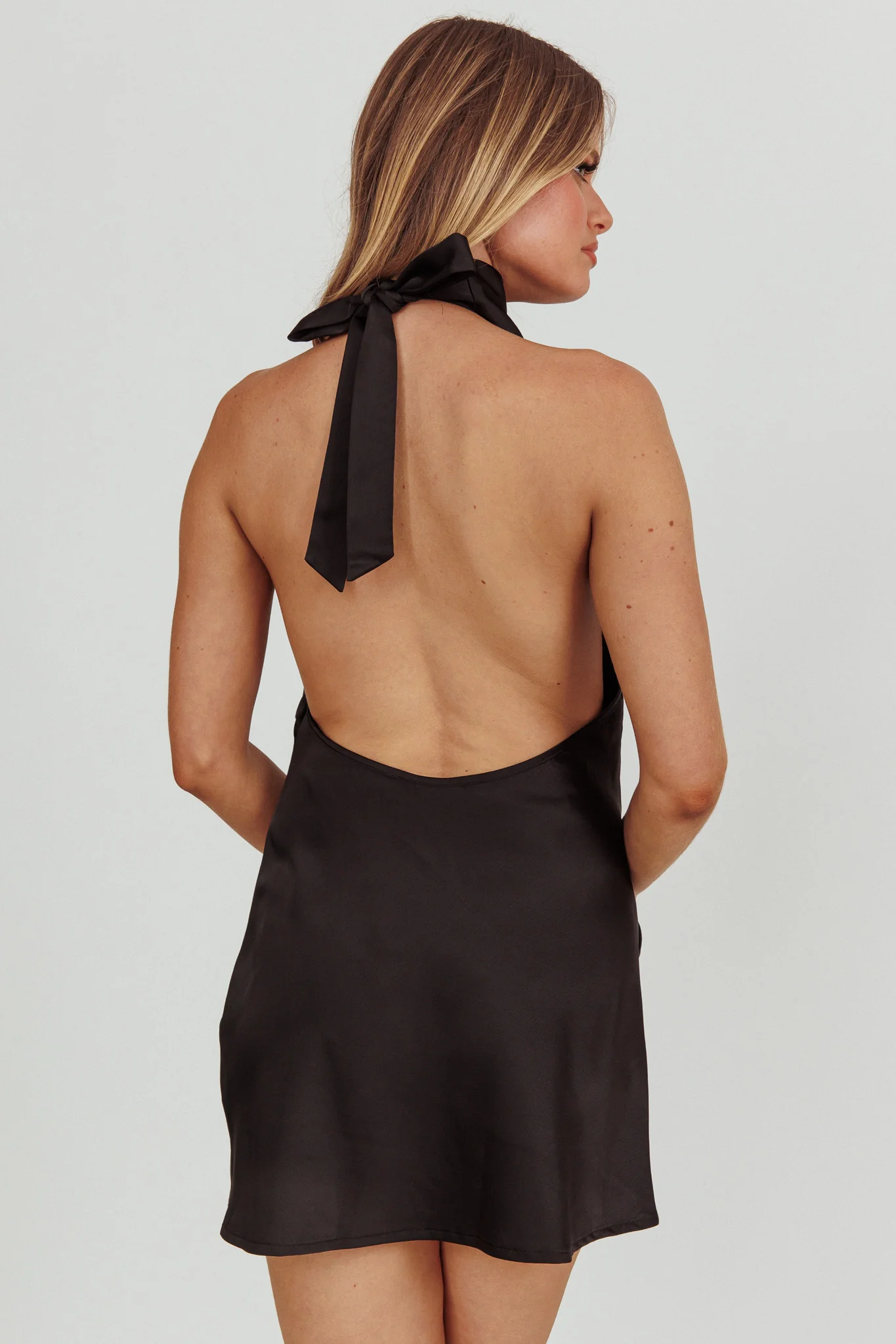 Lyons High Halter Neck Mini Dress Black - Sonourner