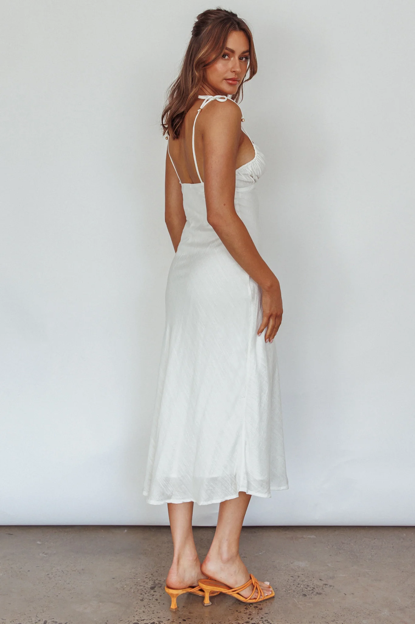 Clovelly Tied Shoulder Midi Dress White - Sonourner