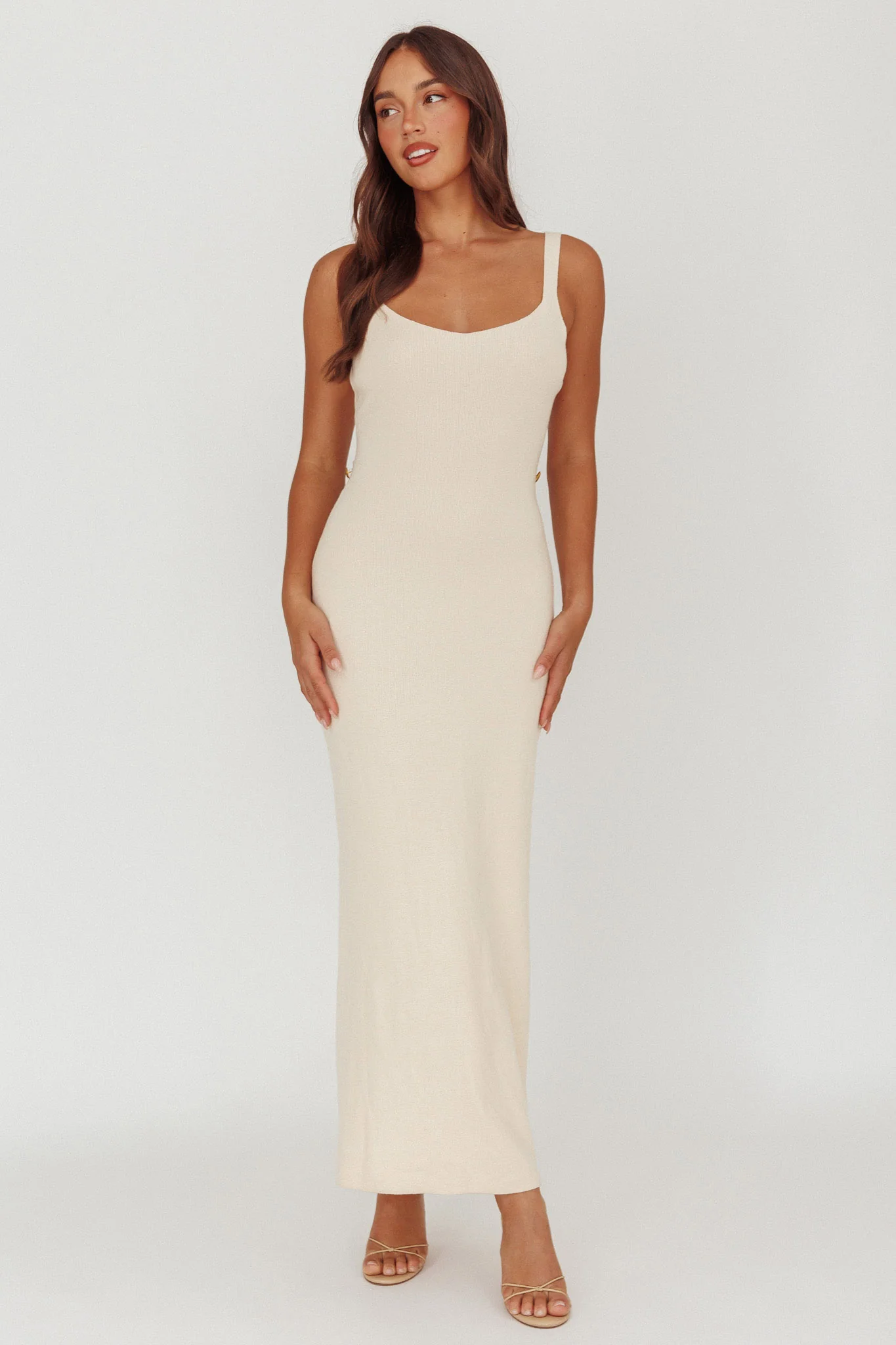 Fall Moon Cut-Out Back Maxi Dress Ivory - Sonourner