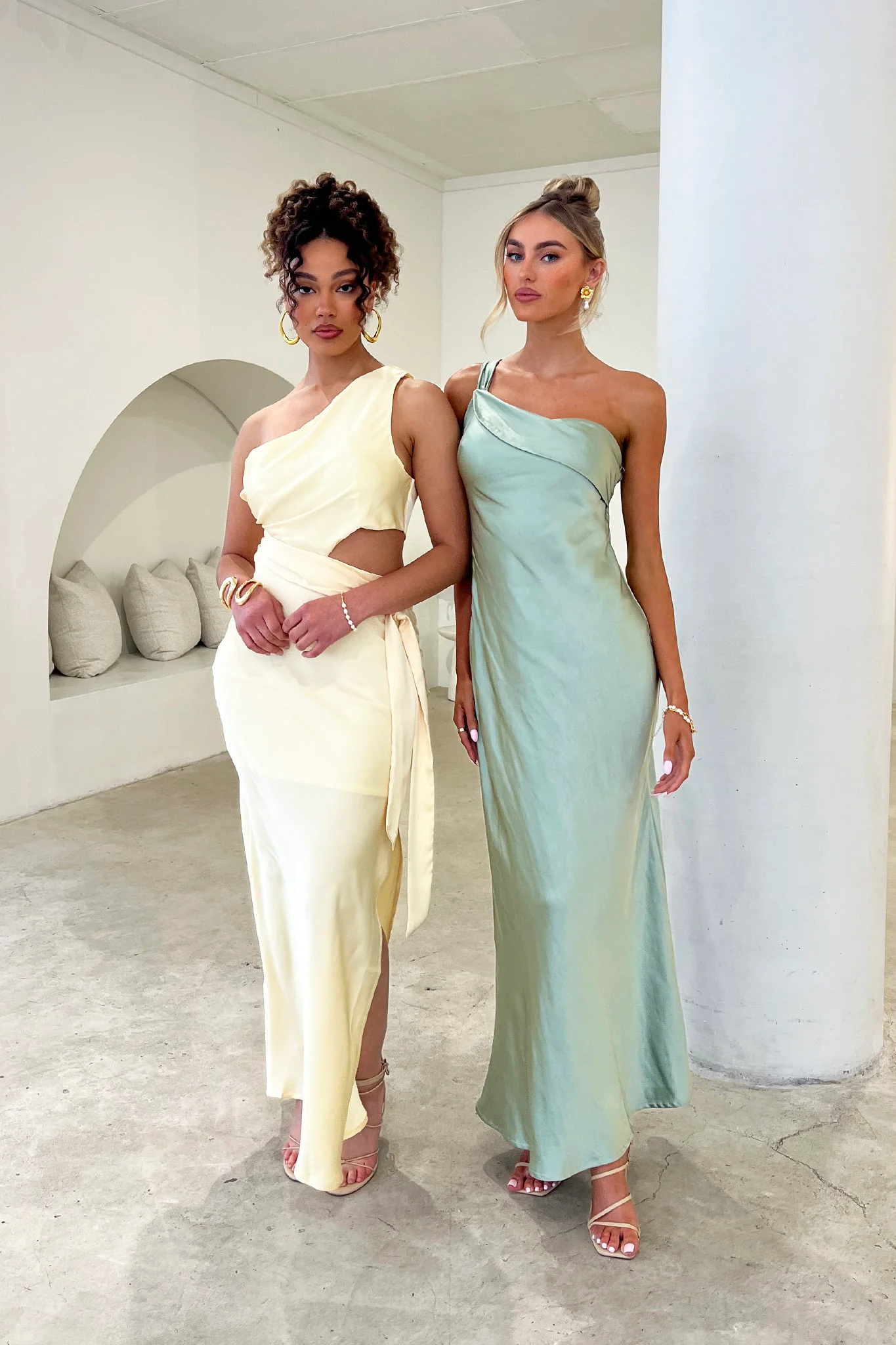 Abloom One Shoulder Satin Maxi Dress Butter - Sonourner