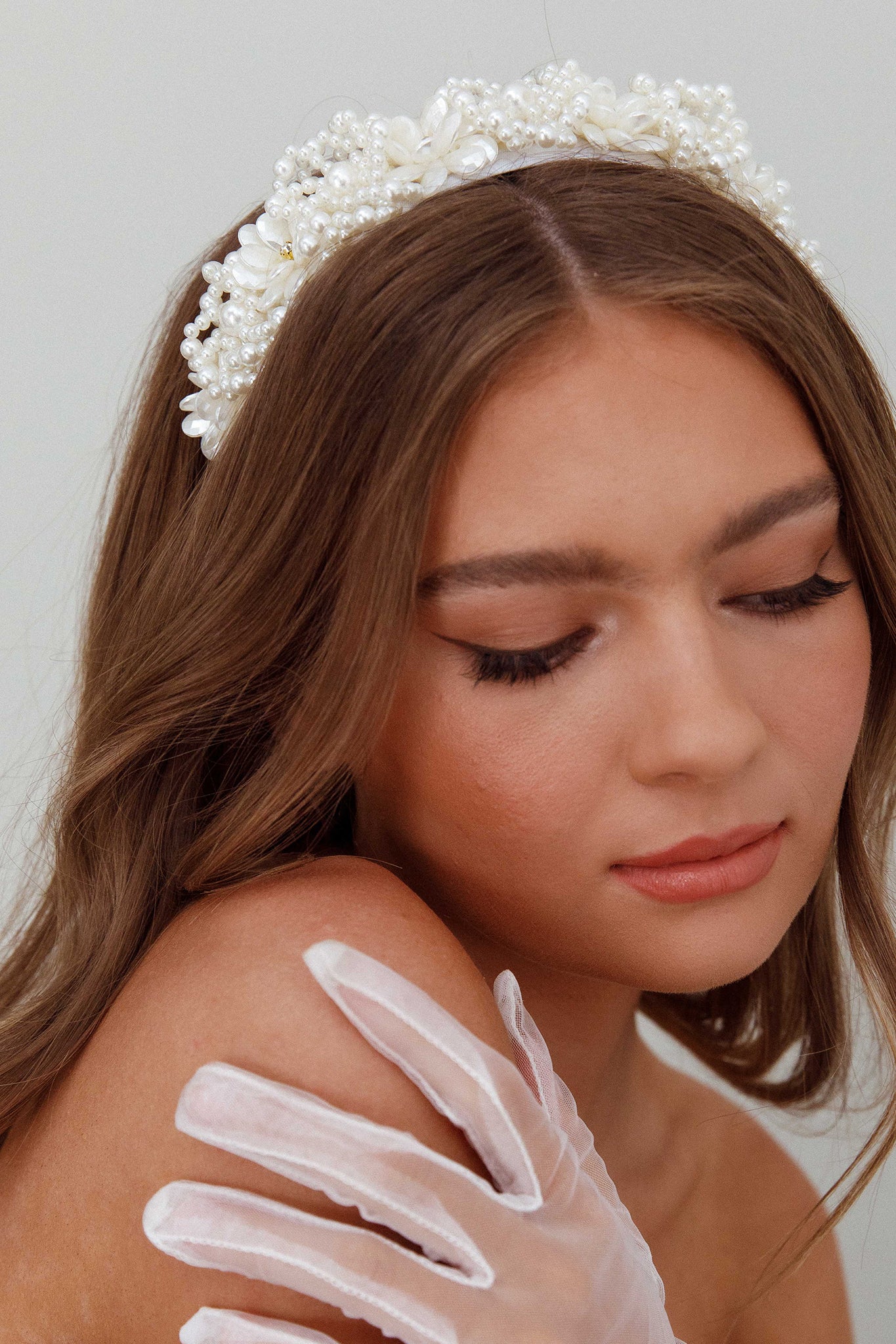 Floral Pearl Wide Headband White - Sonourner