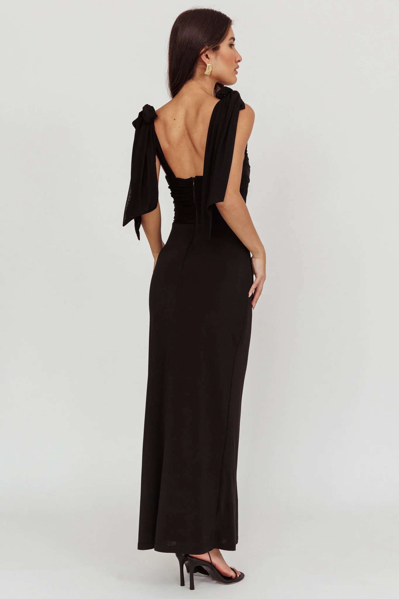 Starry Eyed Mesh Waist Maxi Dress Black - Sonourner