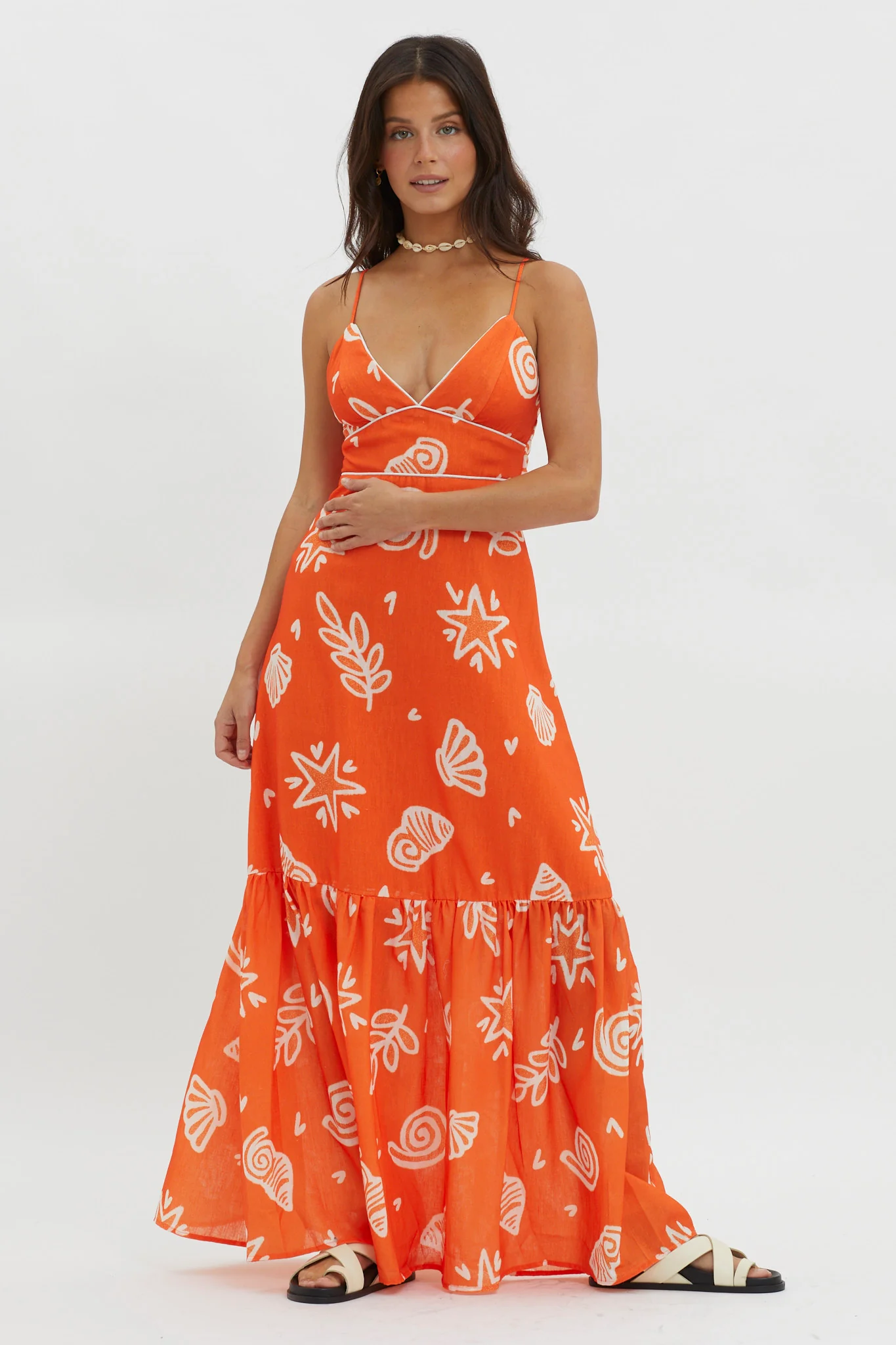 Later Days Cami Strap Maxi Dress Print Red - Sonourner
