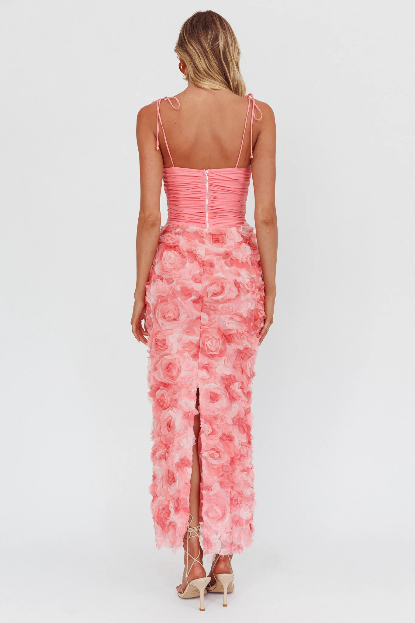Love & Honor Textured Floral Maxi Dress Pink - Sonourner