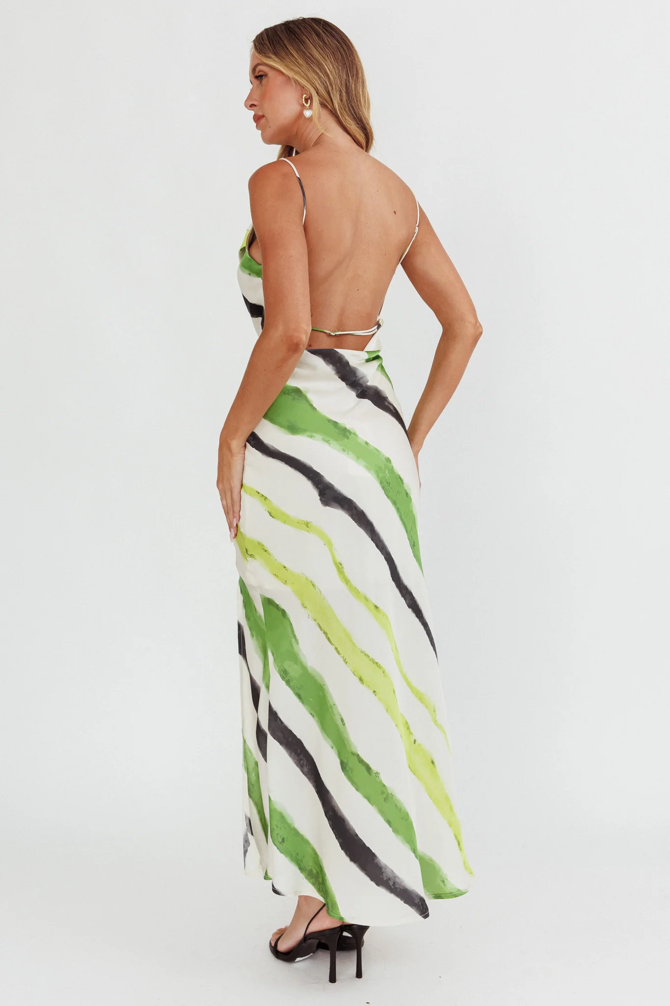 Blondine Cowl Bust Split Maxi Dress Green - Sonourner