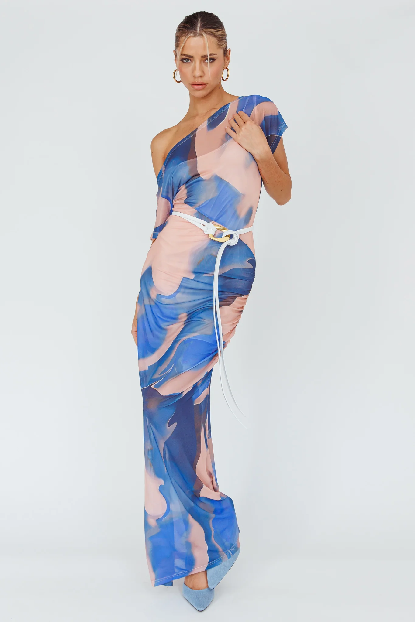 Tumi Short Sleeve Maxi Dress Printed Beige - Sonourner