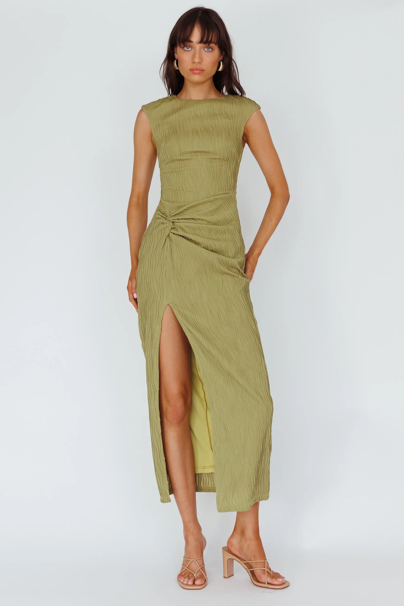 Like A Movie Cap Sleeve Midi Dress Olive - Sonourner