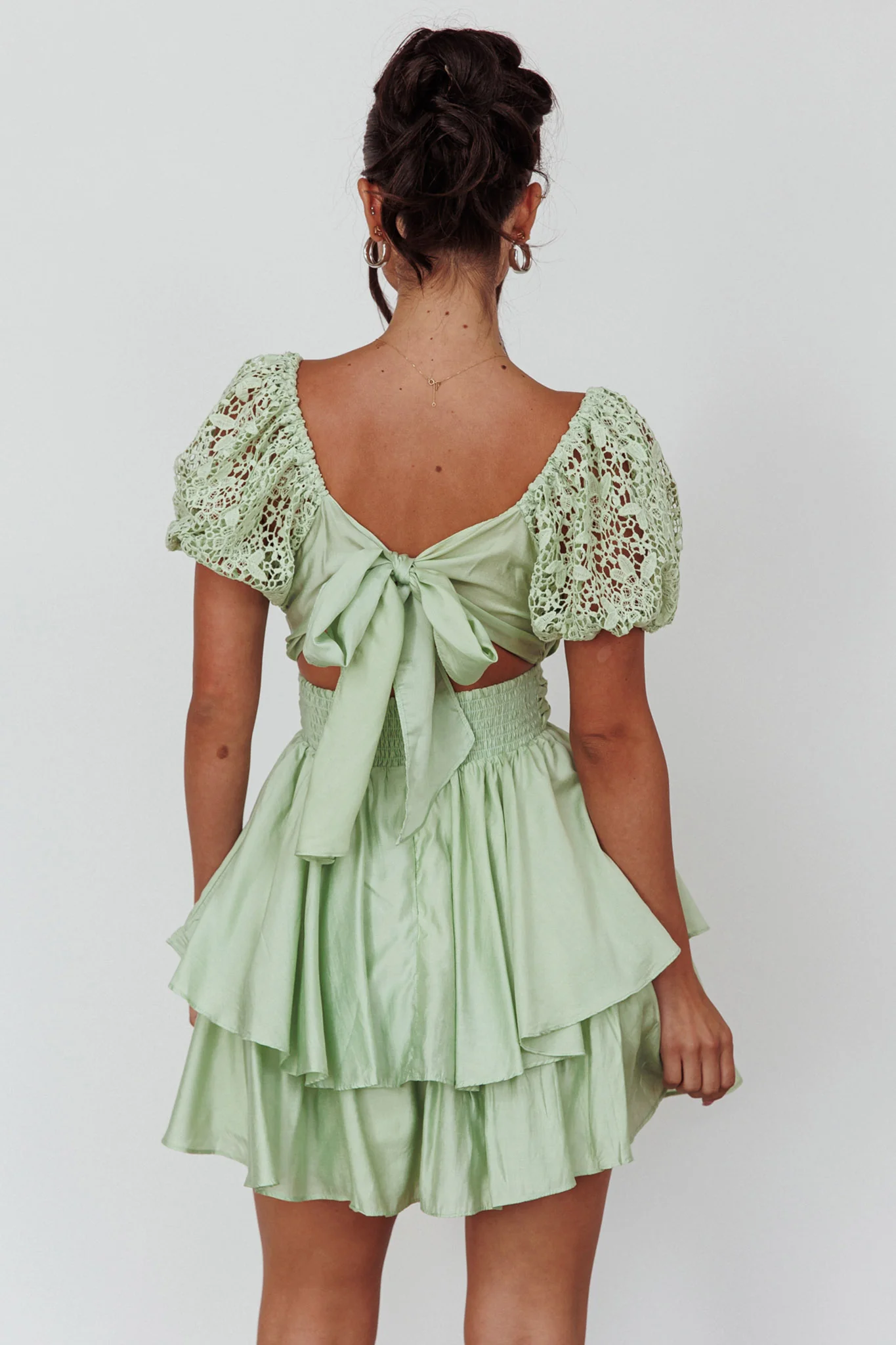 Hold My Halo Lace Sleeve Romper Sage - Sonourner