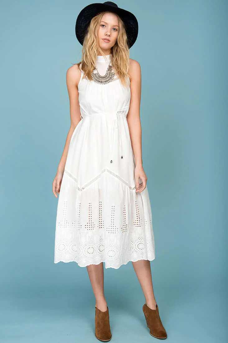 Bentley Chic Summer Midi Dress White - Sonourner