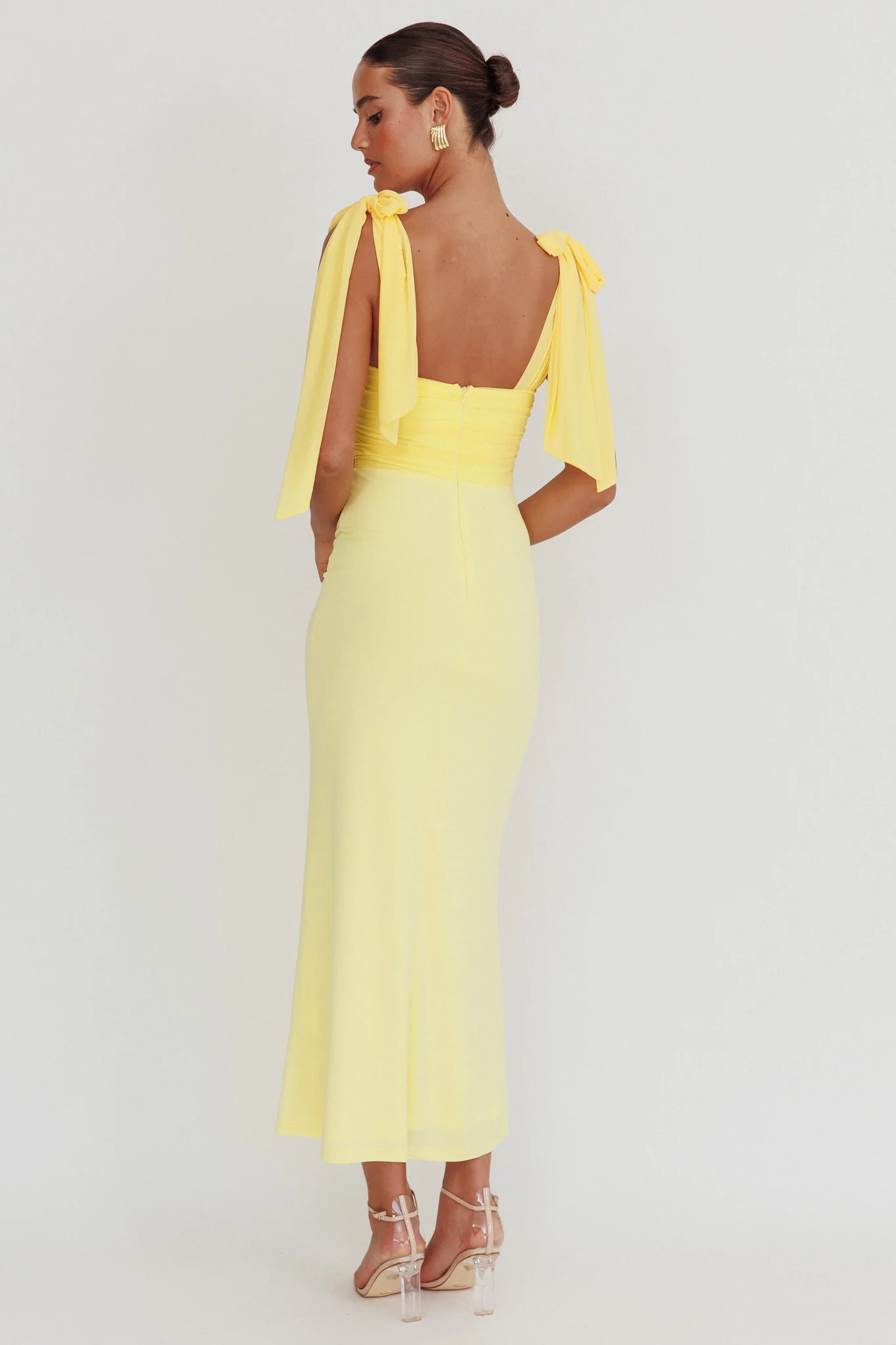 Starry Eyed Mesh Waist Maxi Dress Lemon - Sonourner