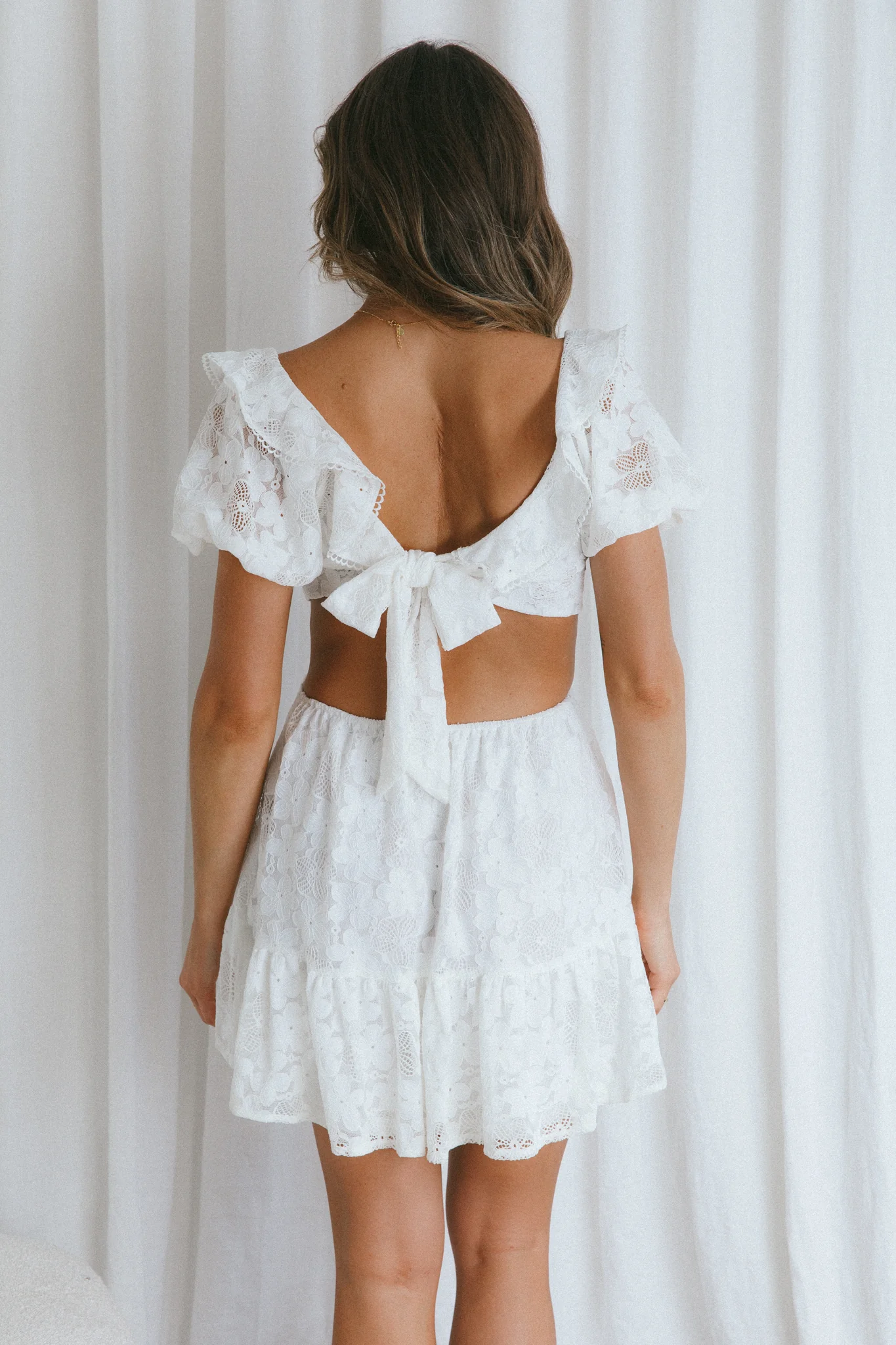 Sweet Life Cut-Out Waist Lace Dress White - Sonourner