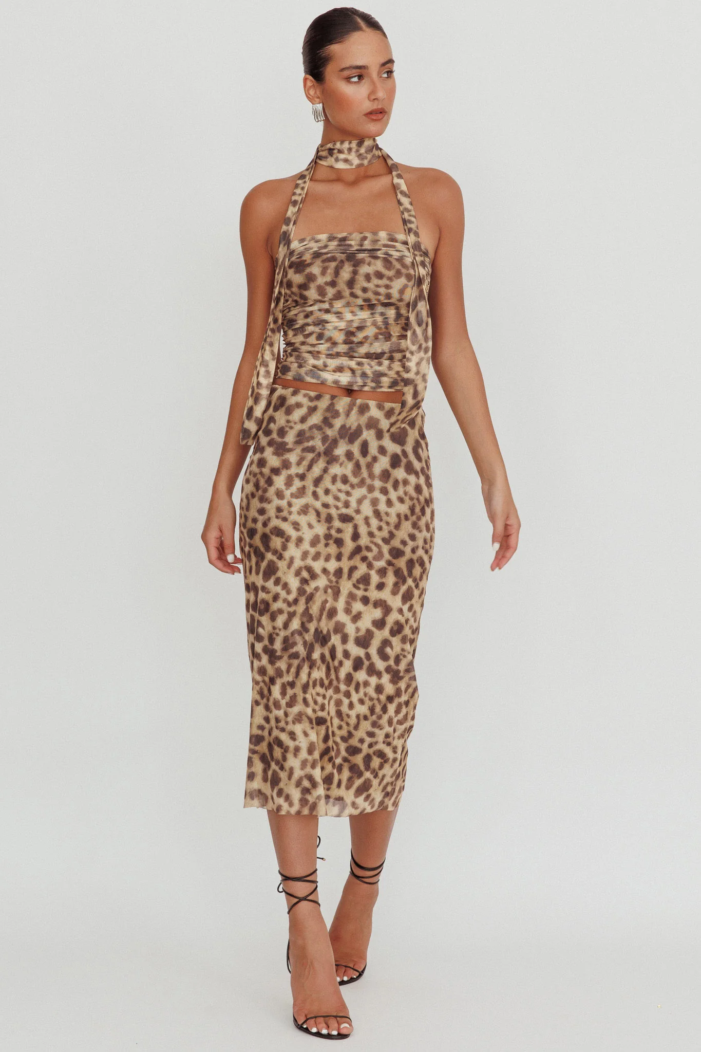 Meet Up Elastic Waist Midi Skirt Leopard - Sonourner