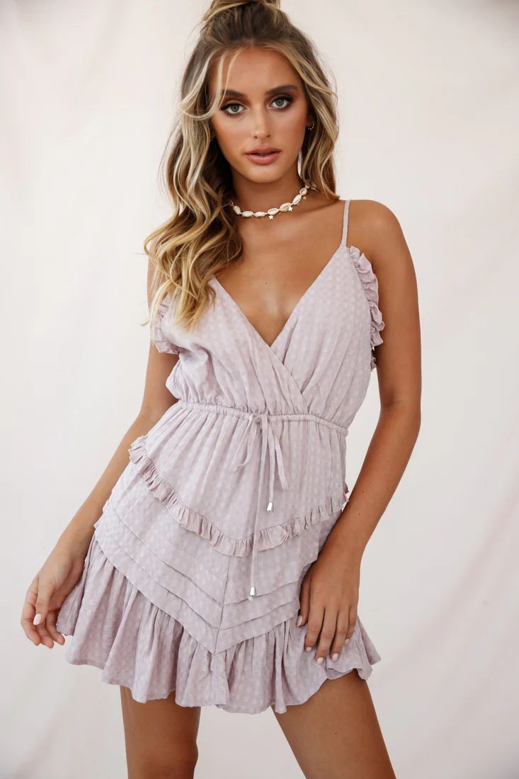 Willah Pintuck And Frill Detail Drawstring Dress Mauve - Sonourner