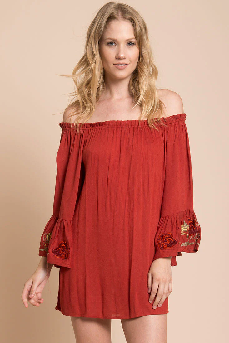 Aubree Loose Dress Rust - Sonourner