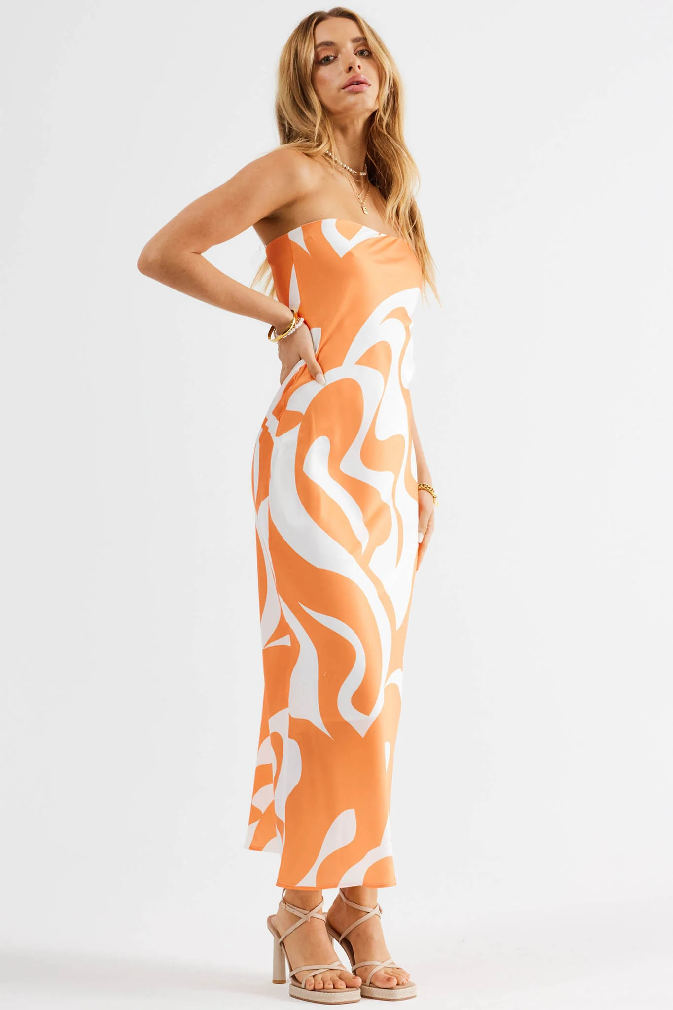 SNDYS Angel Midi Dress Swirl Orange - Sonourner