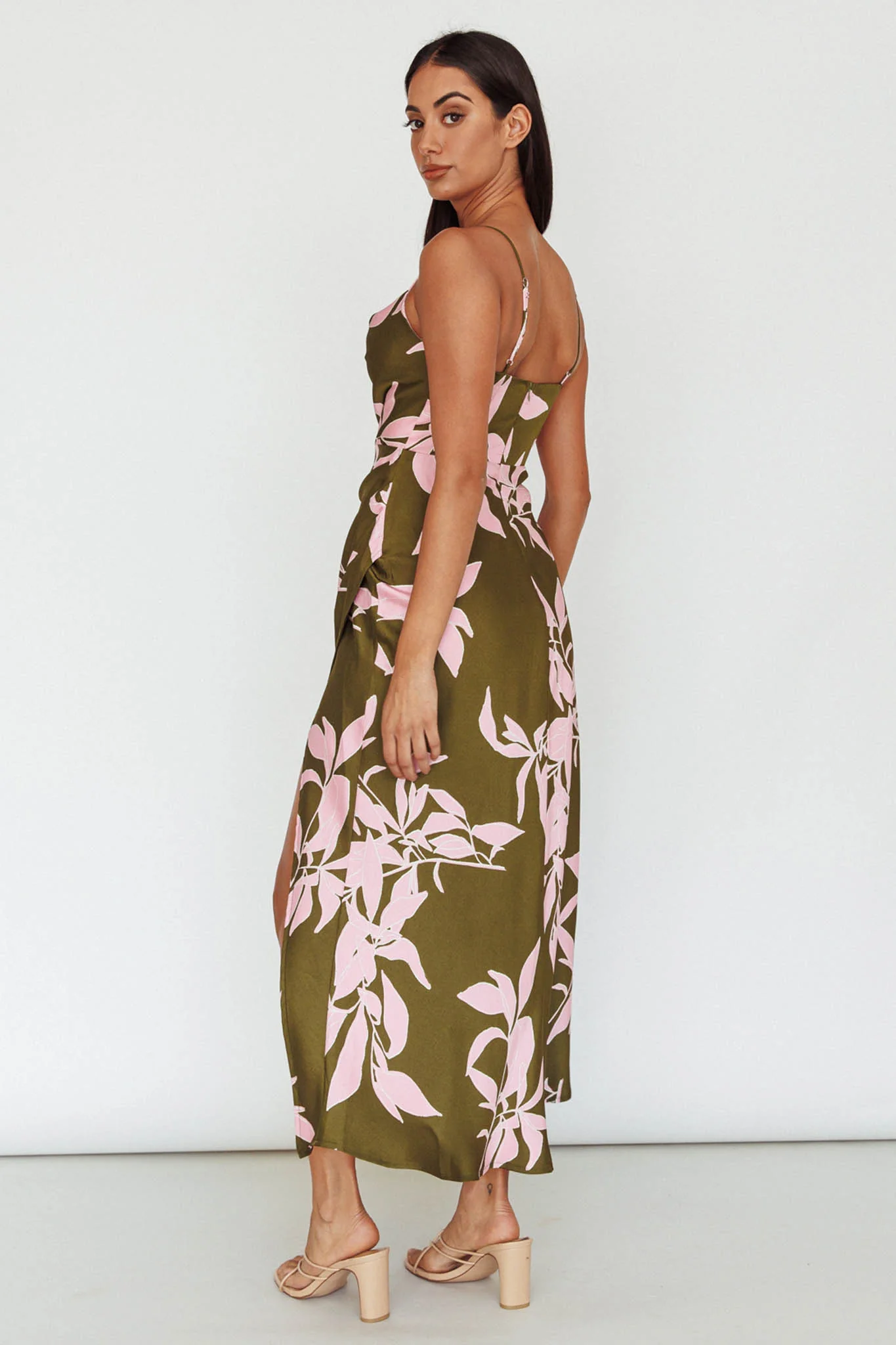 Morea Cowl Neck Maxi Dress Floral Green - Sonourner
