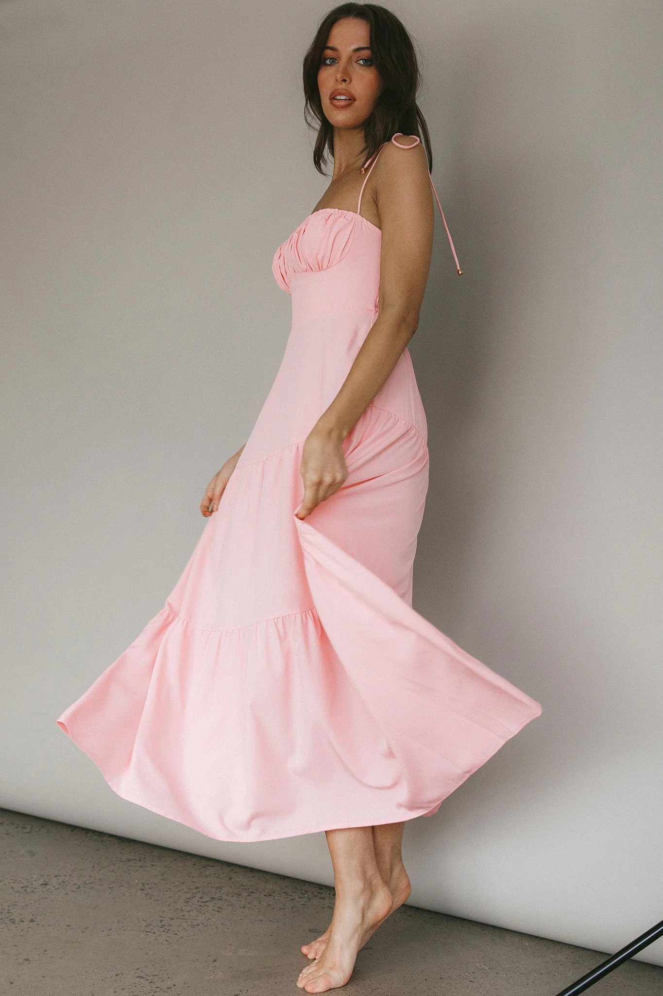 New Light Tied Shoulder Maxi Dress Blush - Sonourner