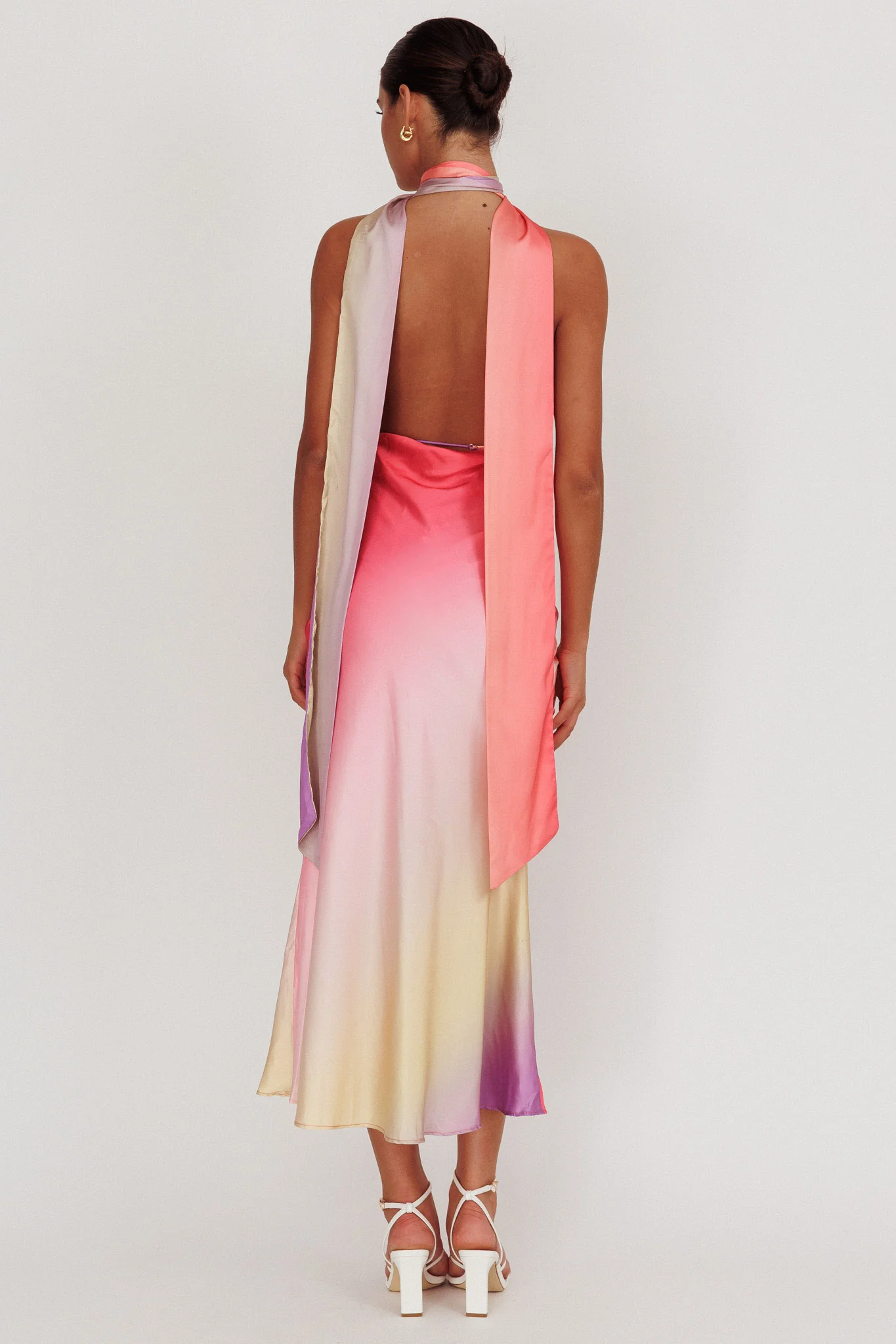 Italia Azure Halterneck Maxi Dress Tangerine - Sonourner