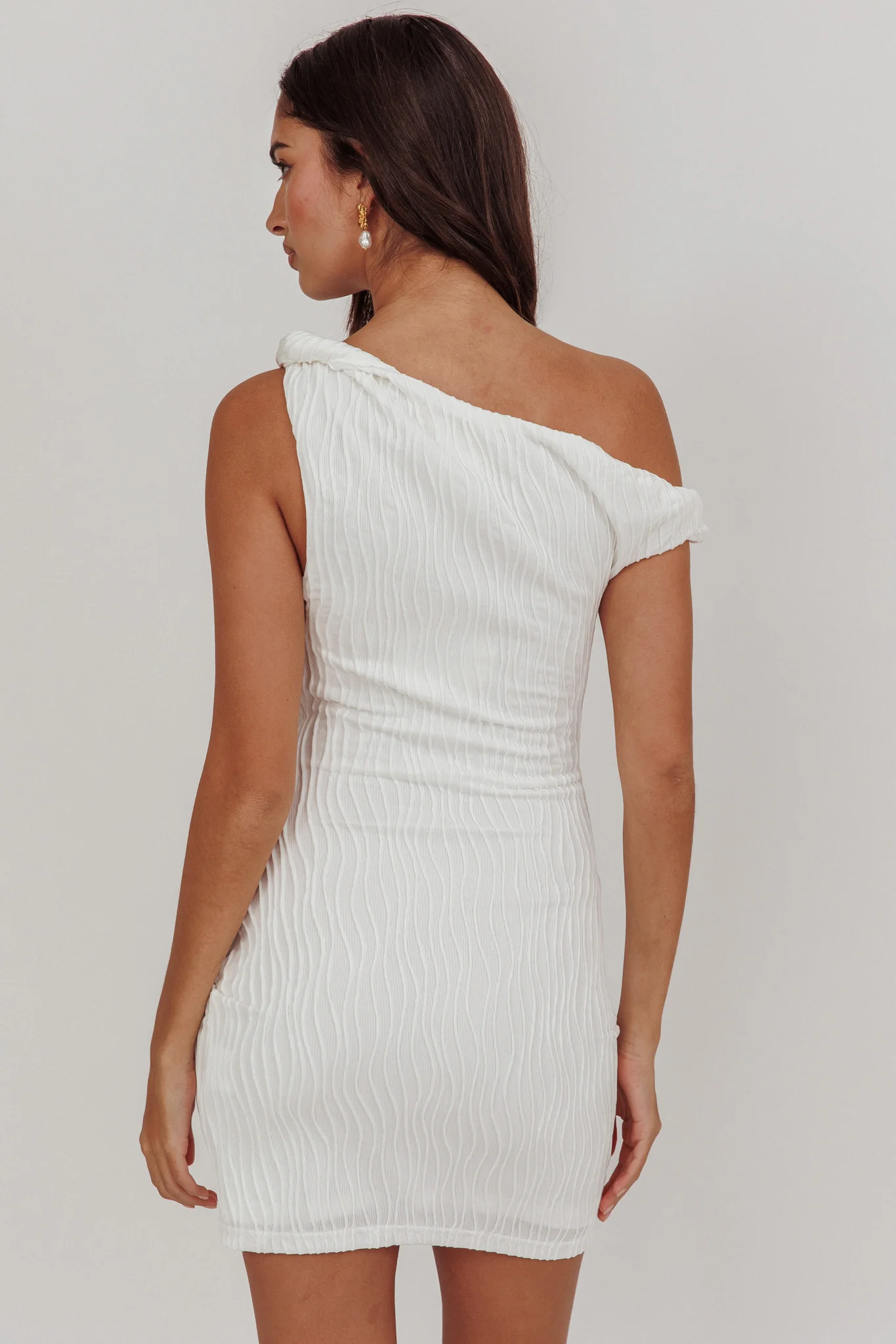 Lingering Love One-Shoulder Mini Dress White - Sonourner