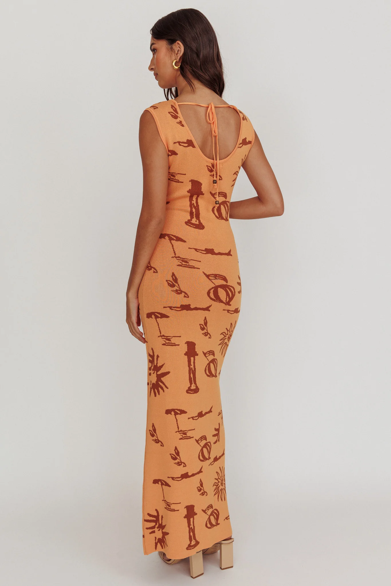 Irene Column Silhouette Maxi Dress Apricot - Sonourner