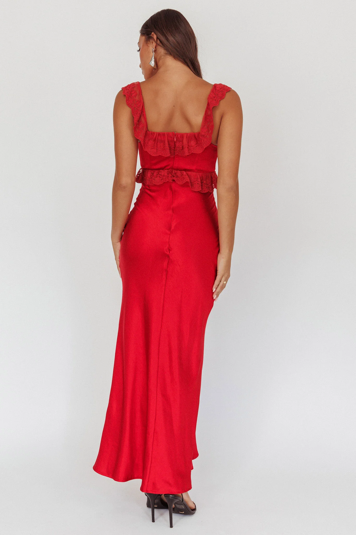 Escapade Lace Trim Maxi Dress Cherry - Sonourner