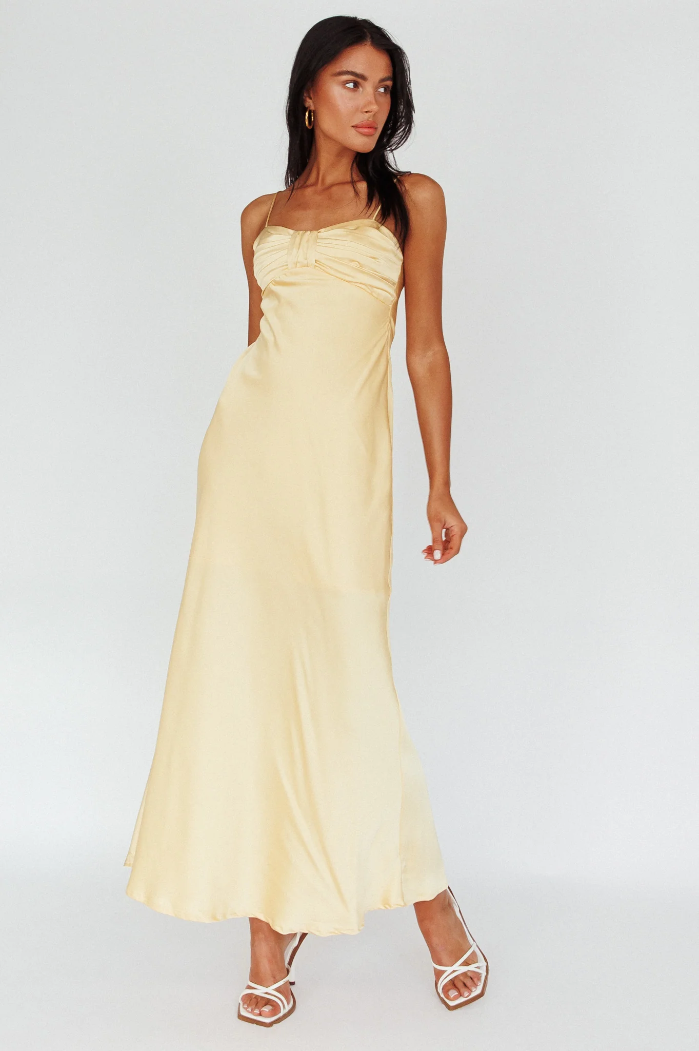 Siva Gathered Bust Midi Dress Yellow - Sonourner