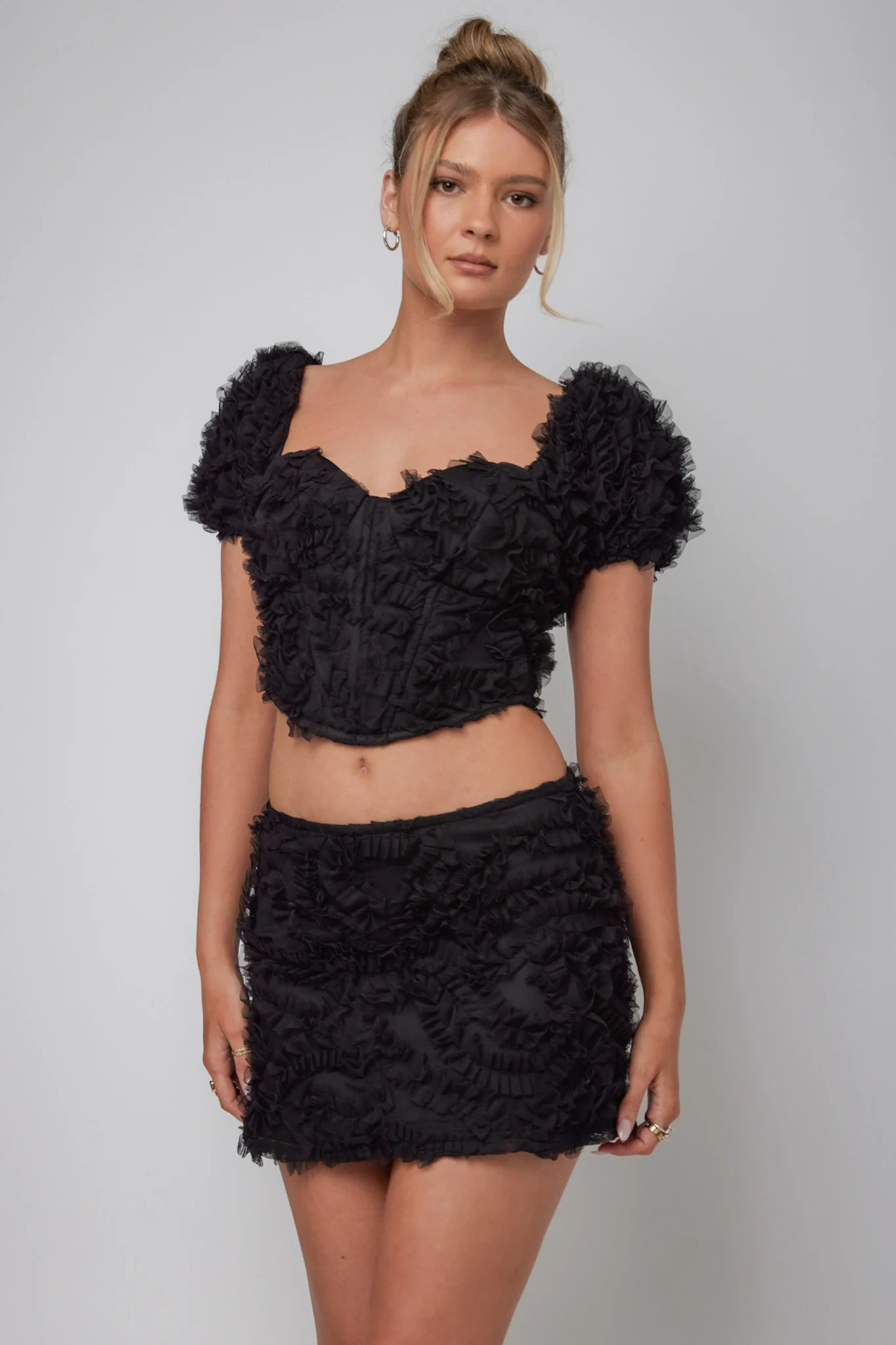 Cielito Embellished Mini Skirt Black - Sonourner