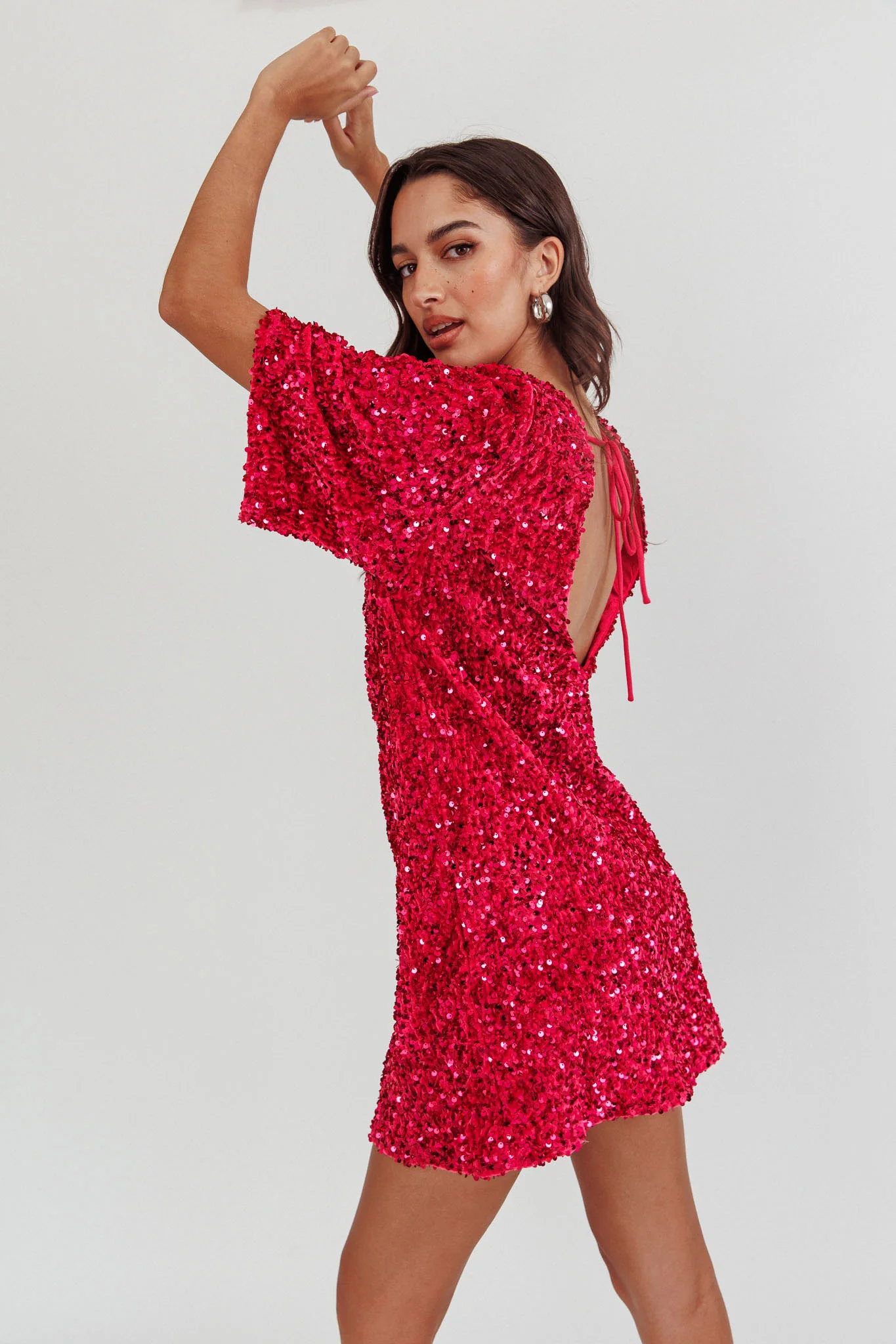 Miramar Backless Sequin Dress Fuchsia - Sonourner