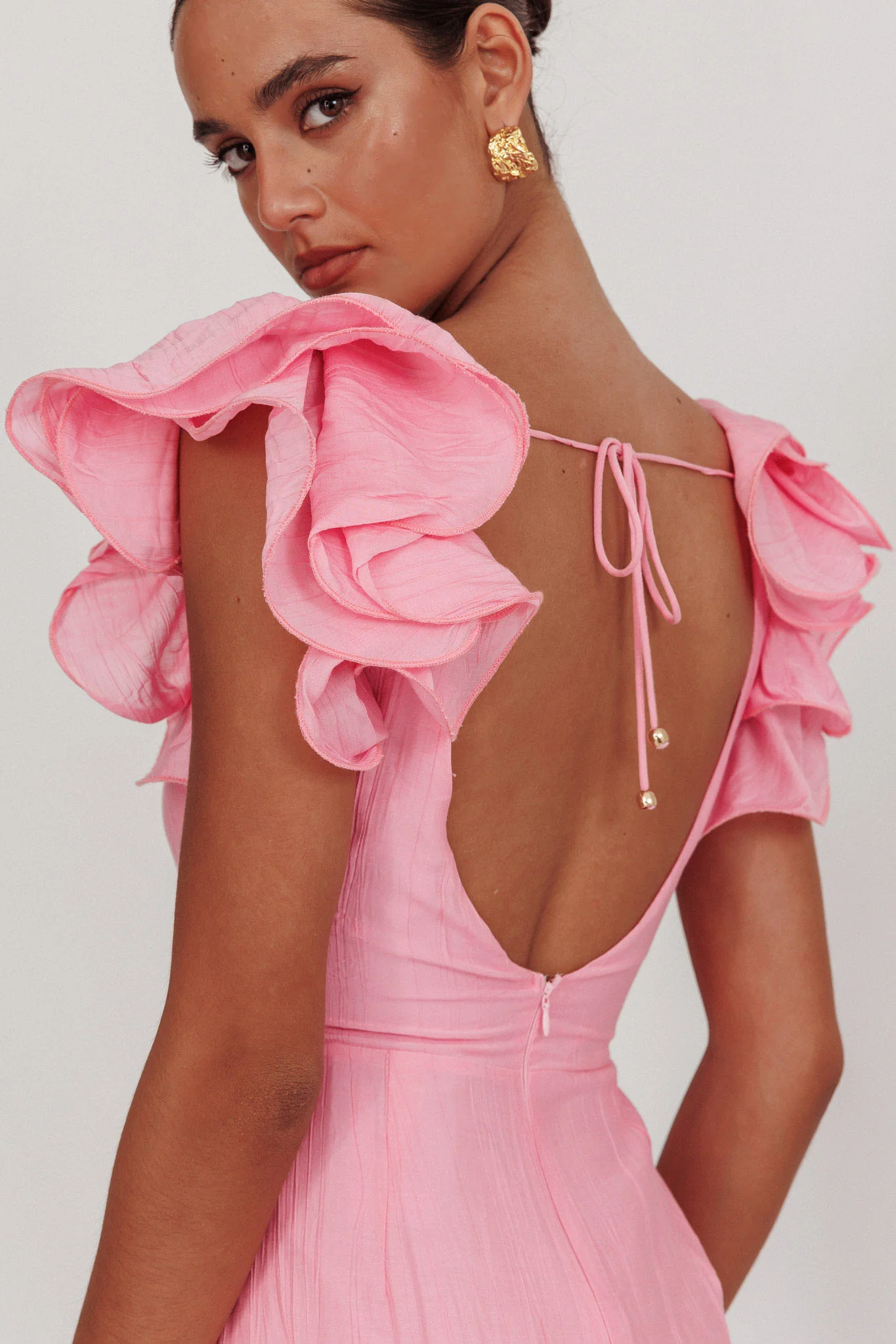 Sunday Dreams Ruffle Strap Maxi Dress Pink - Sonourner