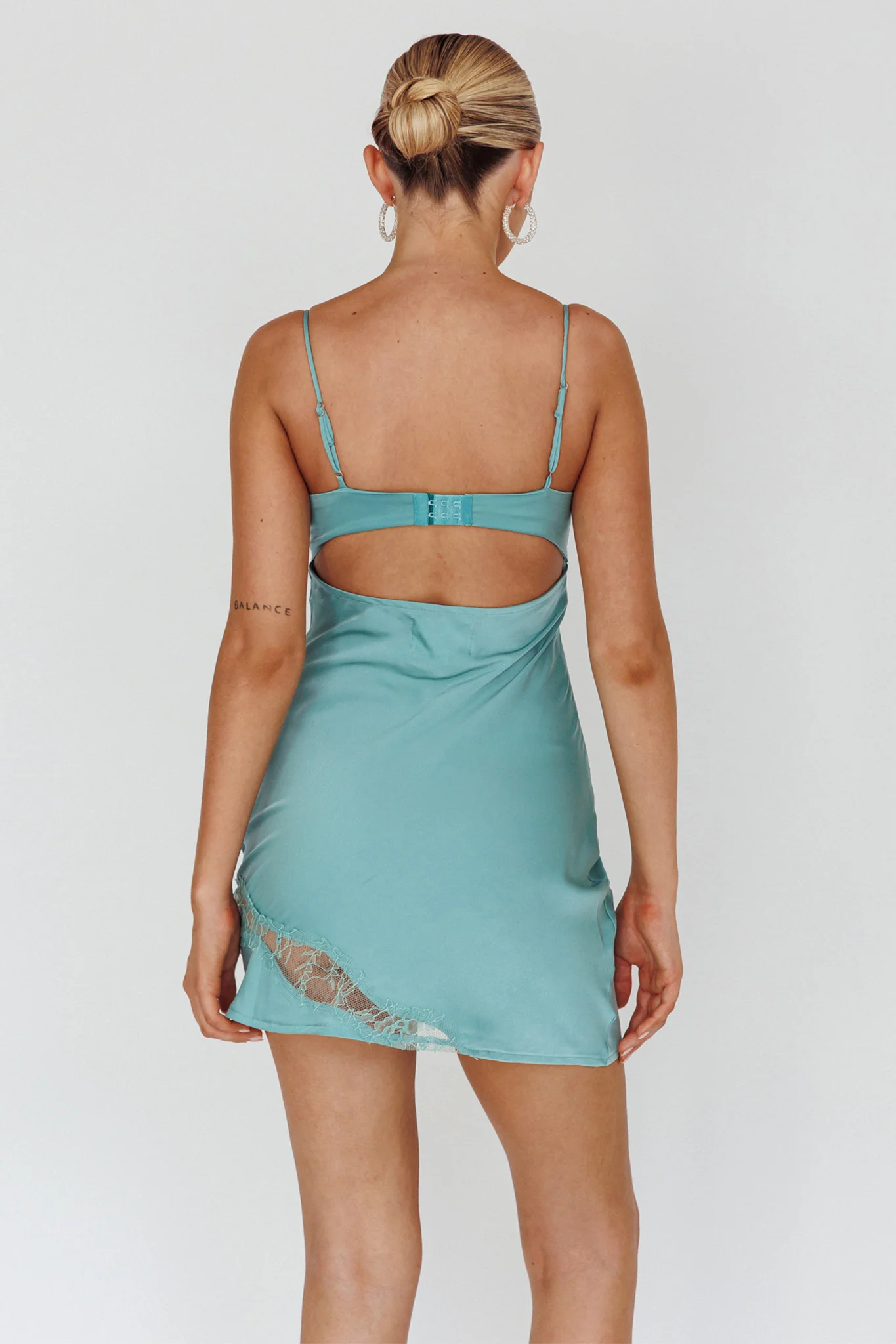 Sweet Talker Lace Trim Mini Dress Aqua - Sonourner