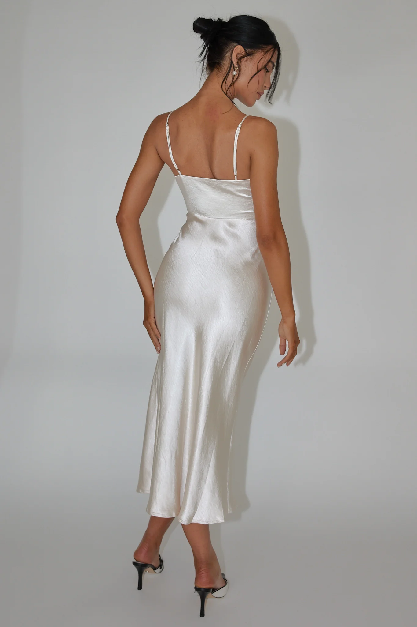 Date Night Drawstring Bust Midi Dress Champagne - Sonourner