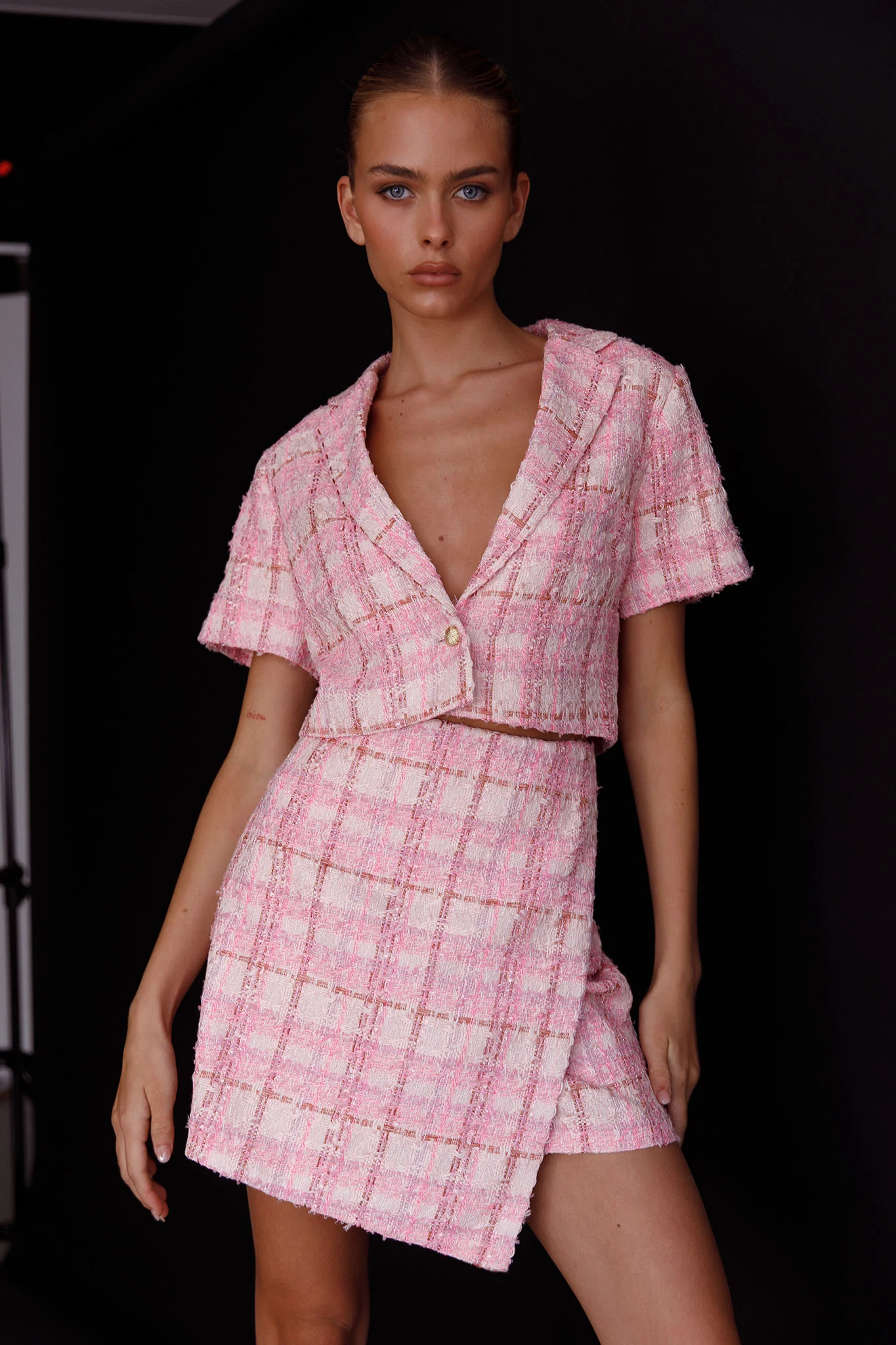 Main Character Crop Top & Skirt Set Pink Multi - Sonourner