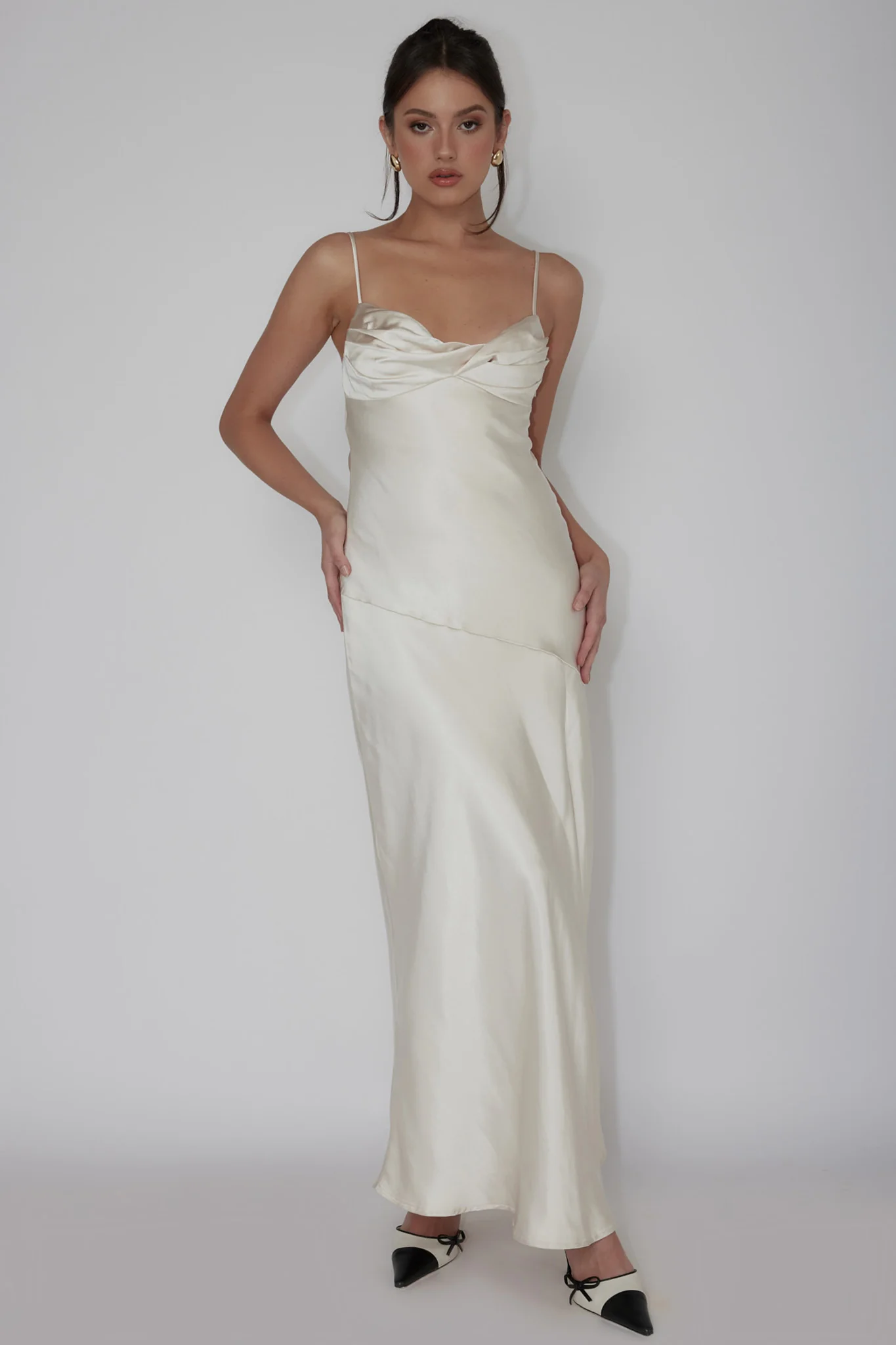 Amity Twist Bust Split Maxi Dress Champagne - Sonourner