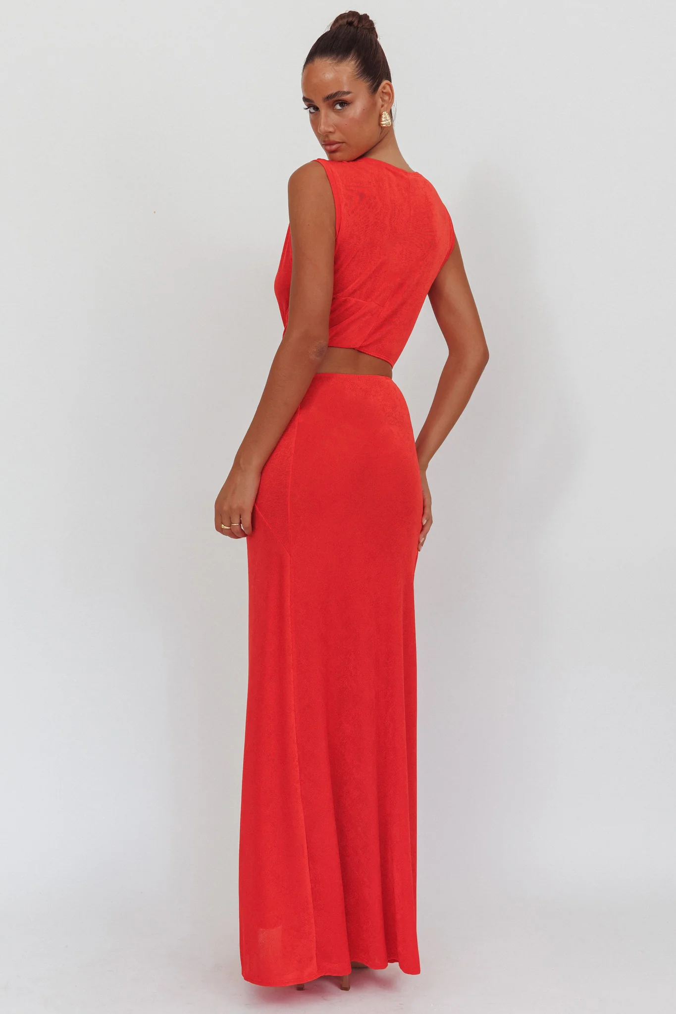 Mimosa Twist Waist Maxi Dress Coral - Sonourner