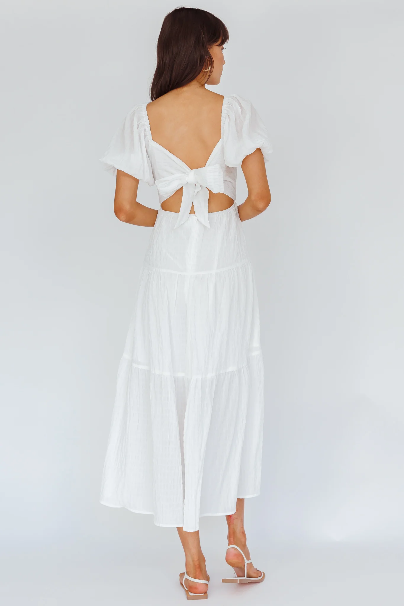 Royce Bow Back Midi Dress White - Sonourner