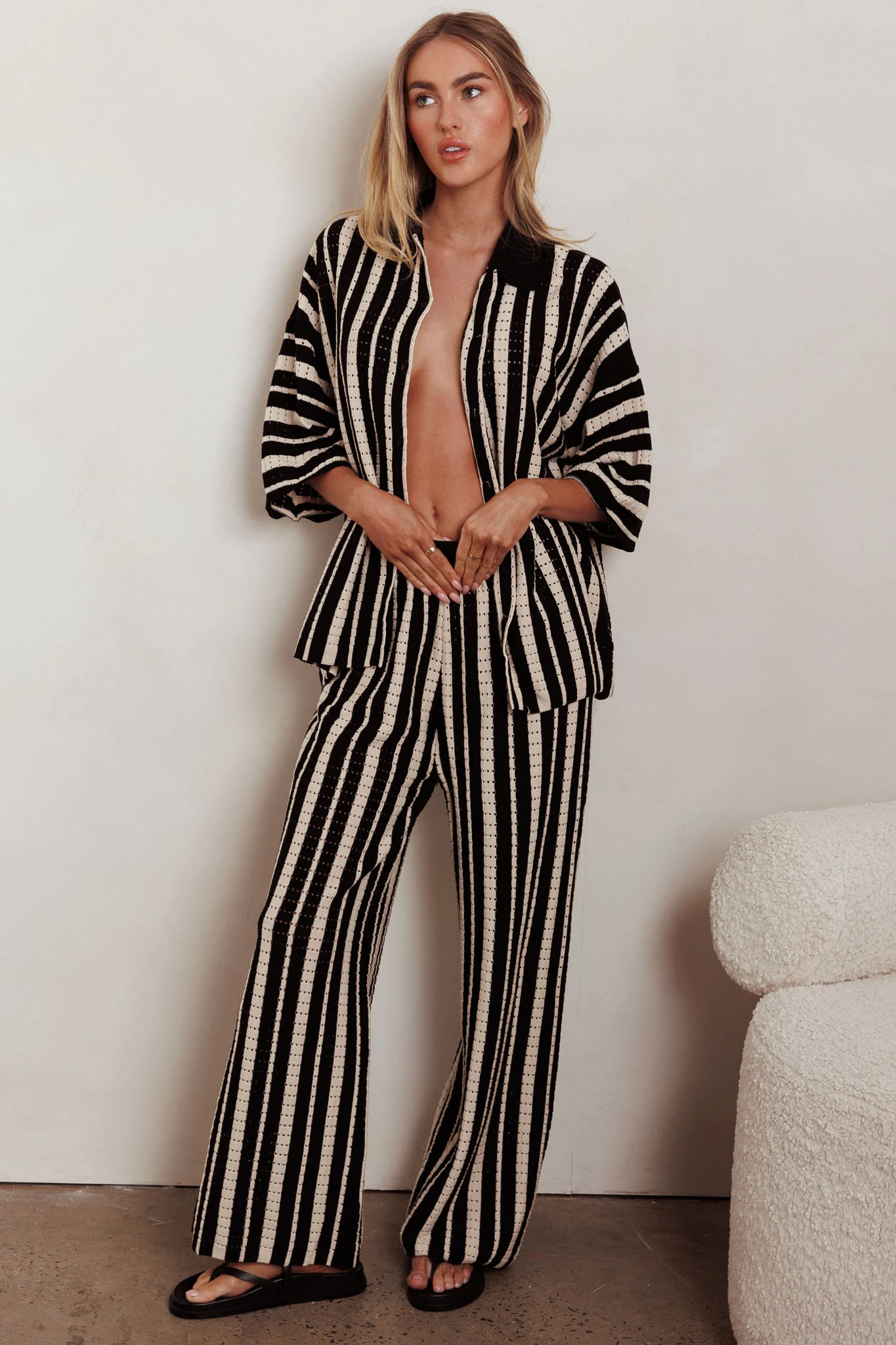 Influence Knit Straight Leg Pants Black - Sonourner